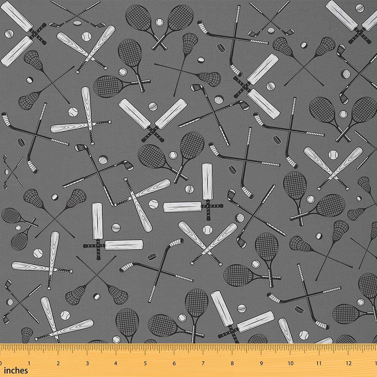 Grey Lacrosse Upholstery Fabric for Chairs Ice Hockey Upholstery Fabric for Chairs Set Football Fabric by The Yard Softball Upholstery Fabric for Chairs Sofa 3 Yards (L276*W150cm)