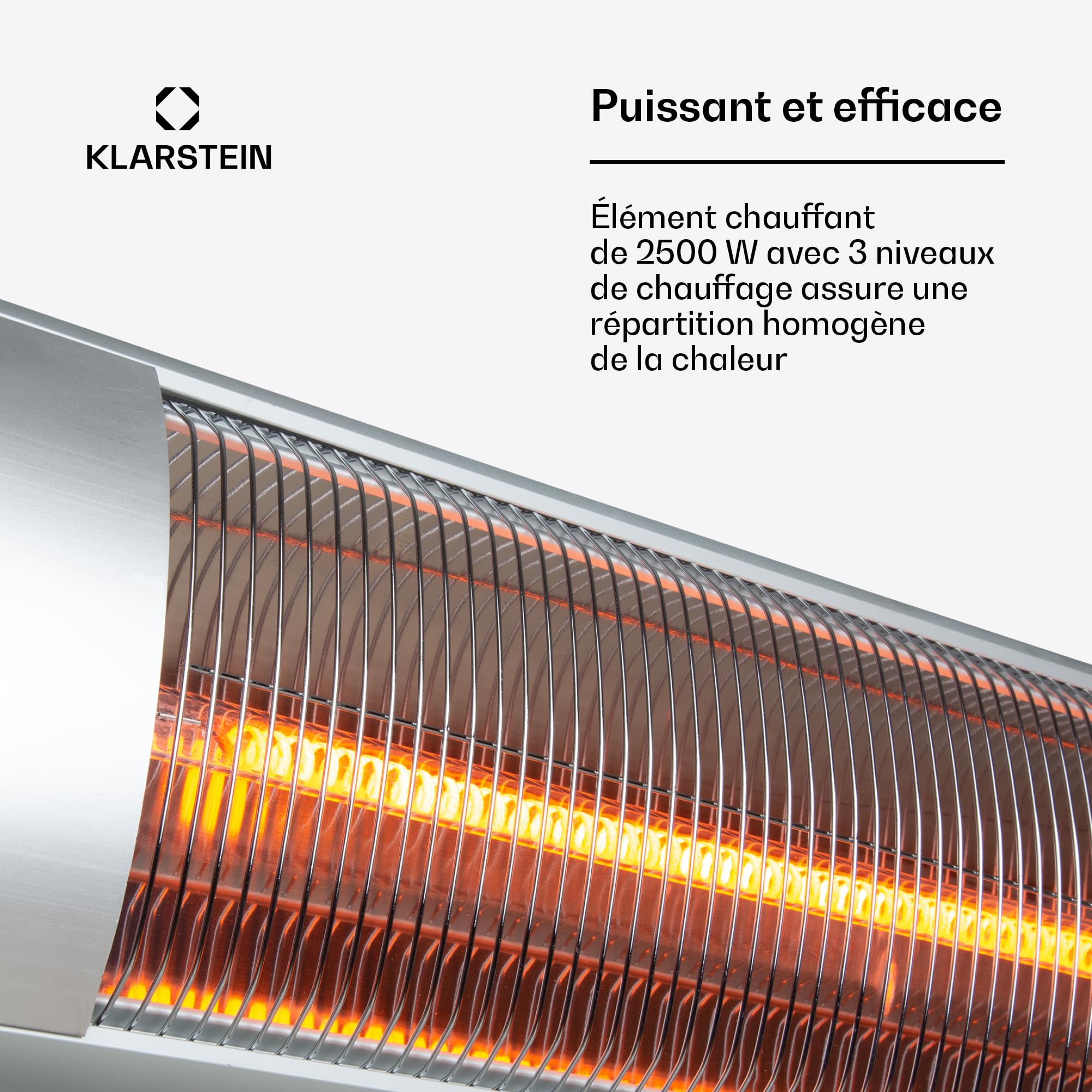 Blumfeldt Rising Sun Chauffage d'appoint - Trois réglages de chaleur, Elément chauffant en fibre de carbone, Diffusion de chaleur rapide, Niveau : 850/1650/2500 W, Fonte d'aluminium
