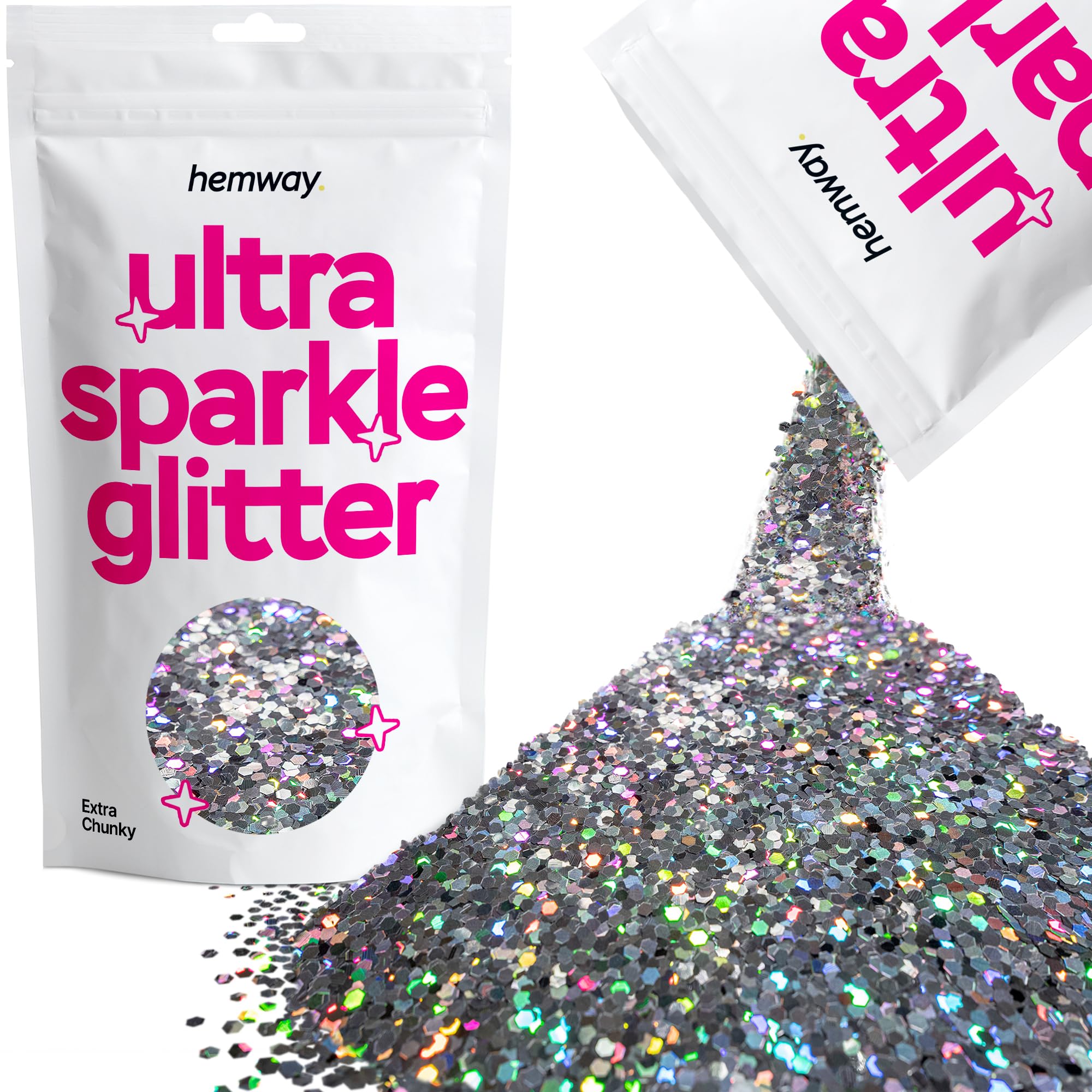 Hemway Ultra Sparkle Glitter Baby Pink Iridescent 100g Fine | Glitter for Arts & Craft, Makeup, Nail Art, Crafting, Card Making, Sparkle Decoration — view 235