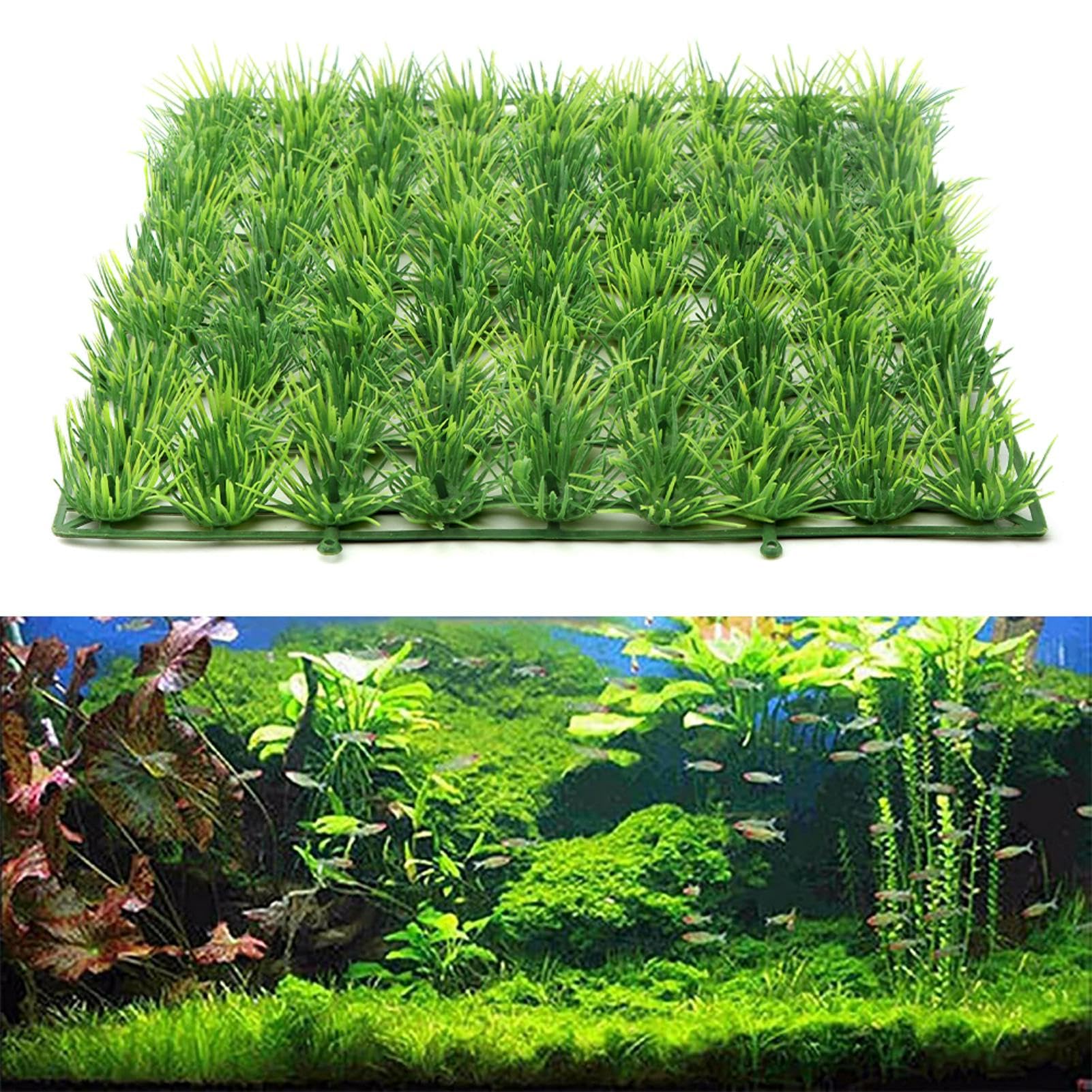 Zernavith Aquarium Grass Mat,Plastic Square Artificial Turf Grass Mat,25x25cm,Aquarium Fake Decorations Grasses Fish Tank Landscape Ornament for Saltwater Freshwater Tropical Fish Tank