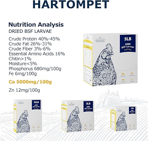 Miniatura 3 de Alimento para pollo rico en nutrientes larvas secas de mosca soldado negro de 1 libra, 100% natural, 85 veces más calcio que los gusanos de la