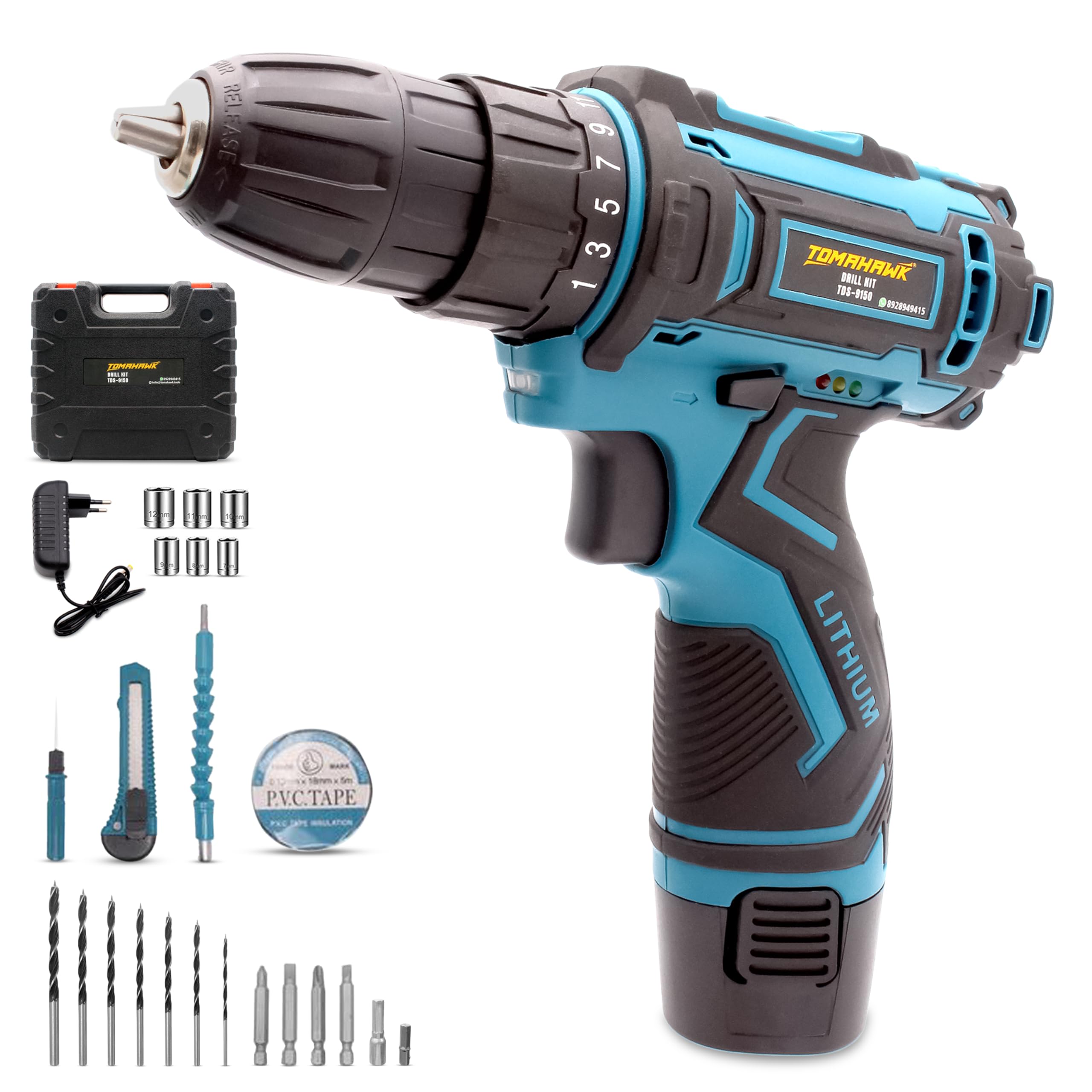 Tomahawk T9150 12V Cordless Drill/Screwdriver Kit | 10mm Keyless