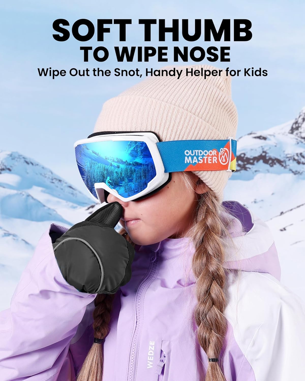 OutdoorMaster Kids Ski Mittens, Ski Winter Waterproof Thermal Snow Gloves for Boys & Girls, Skiing, Snowboard, Winter Sports - Image 4