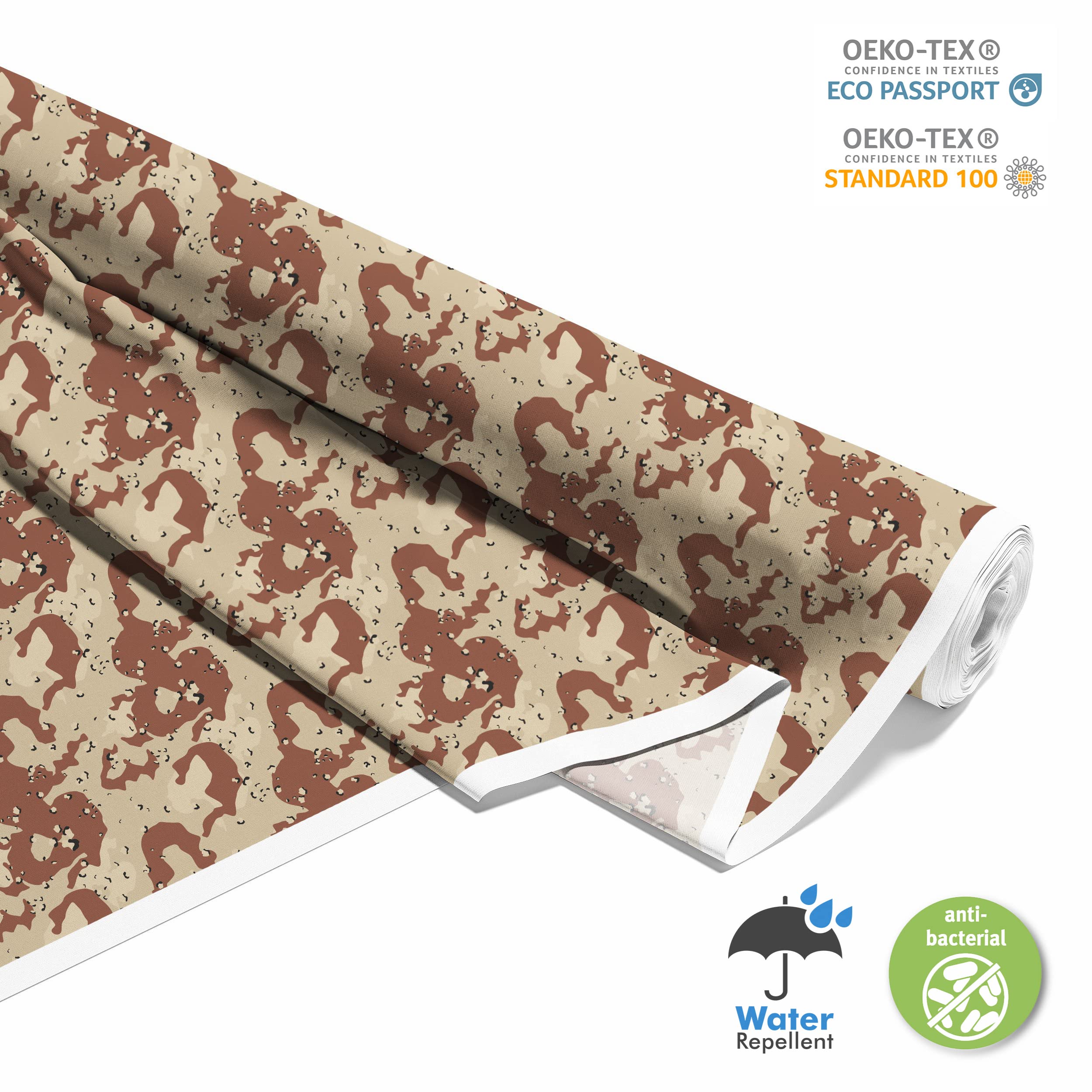 HEKO PANELS Stoff Oxford Wasserdichte Meterware Canvas-Stoff Polyester Stoff Zum Nähen Nähstoffe Möbelstoffe Dekostoffe Handwerken Wasserabweisend Blickdicht Tarnfarben Desert 5 Meter 155 x 500 cm