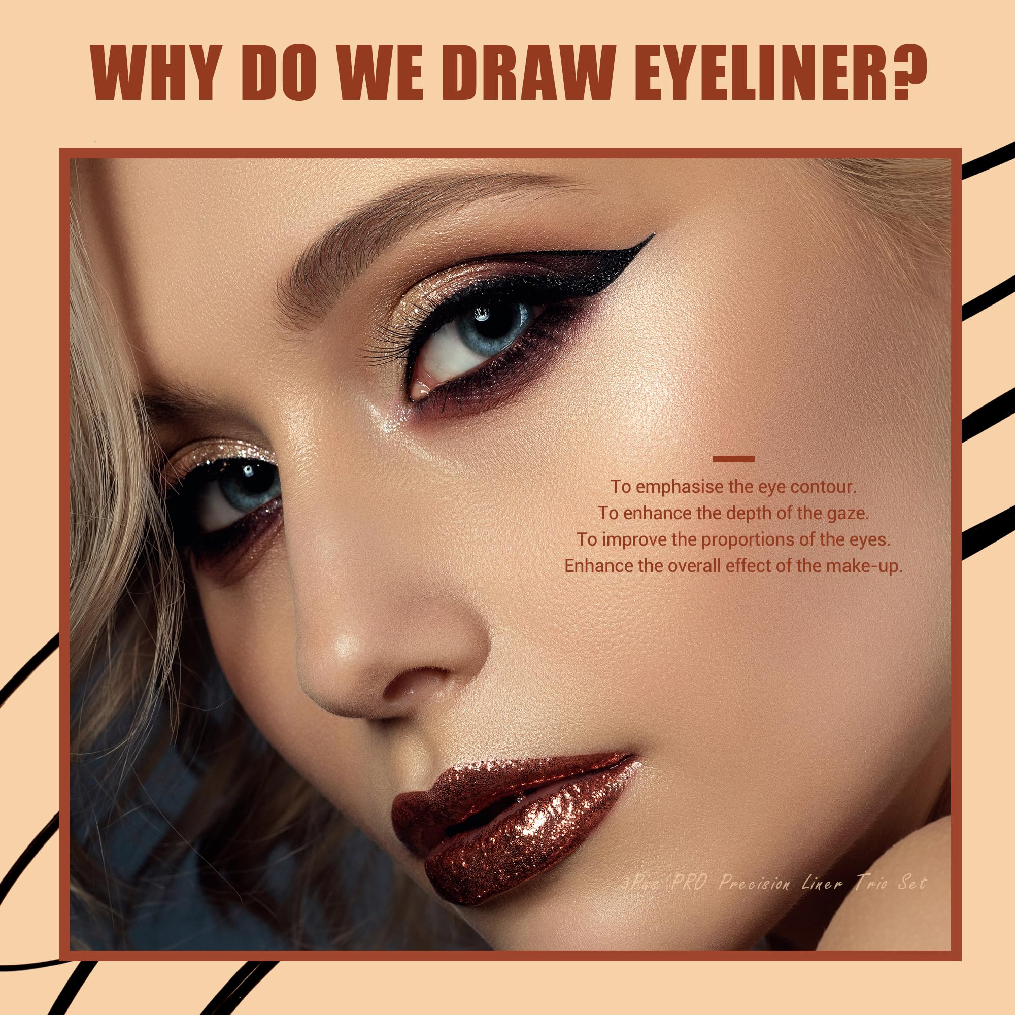 Jessup Eyeliner Brush Set, 3pcs Pro Precision Eyeliner Brushes Fine Point Angled Thin Gel Liquid Flat Winged Eye Liner Brush - Image 2