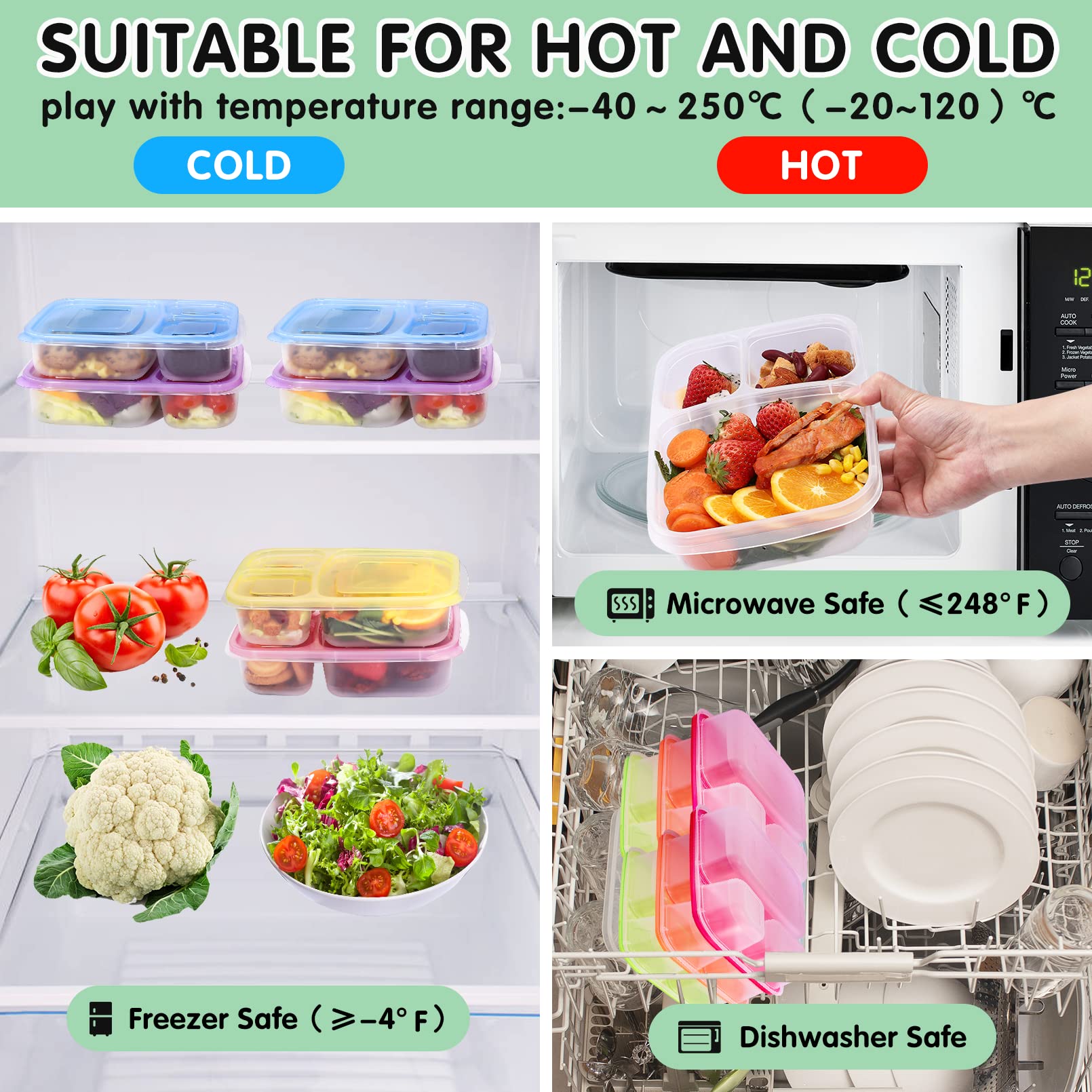 | 弁当箱 プラスチック仕切りランチコンテナ 7個パック ランチコンテナ セブンプレミアム公式 3仕切り弁当箱　７個セット