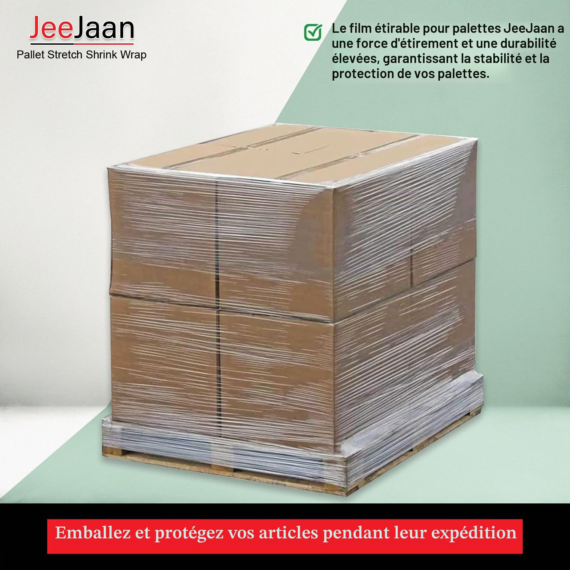Film étirable pour palette 400 mm x 250 m Lot de 6 rouleaux Résistant à l'eau et à l'humidité Transparent