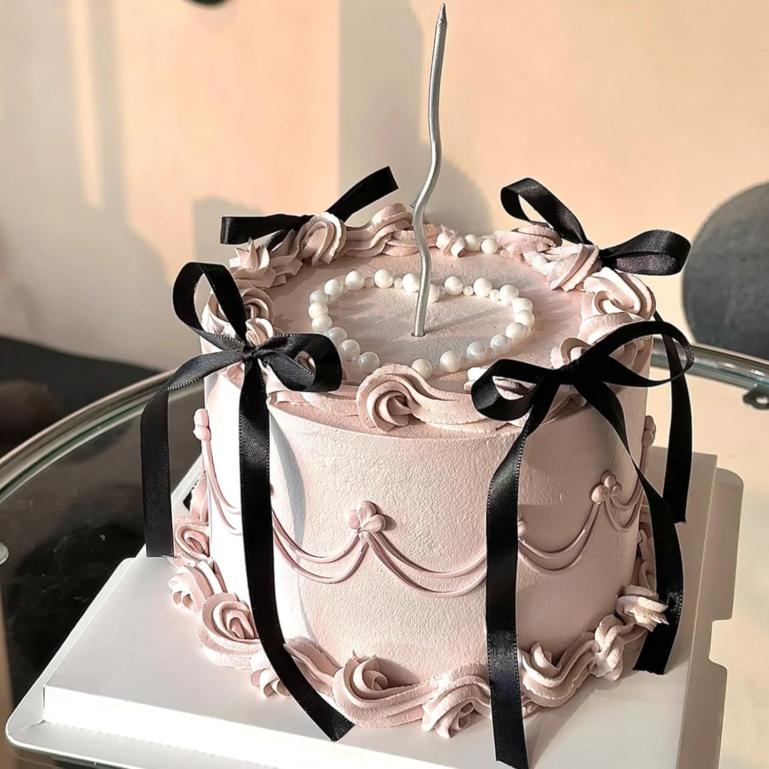 Black Bow Cake Topper With Happy Birthday Sign 11Pcs Satin Bowknot Cake Toppers for Vintage Themed Party Coquette Birthday Party Decorations - Image 2