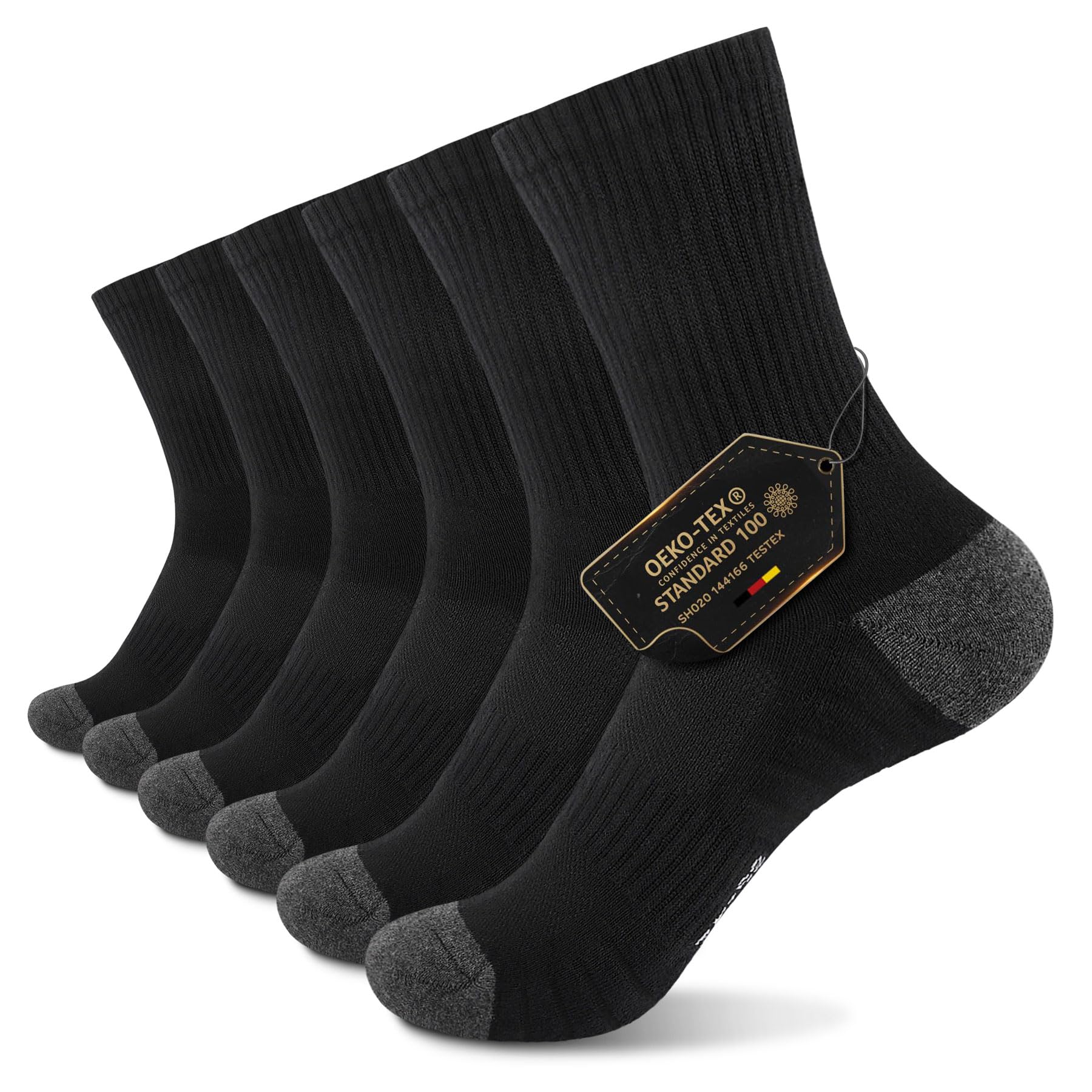 TUUHAW Tennissocken Damen 35-38 Lang Sportsocken Laufsocken Baumwolle Dicke Socken Wandersocken Damen Schwarz Socken Verdickte Frottee Baumwollsocken 6 Paar, Schwarz 35-38