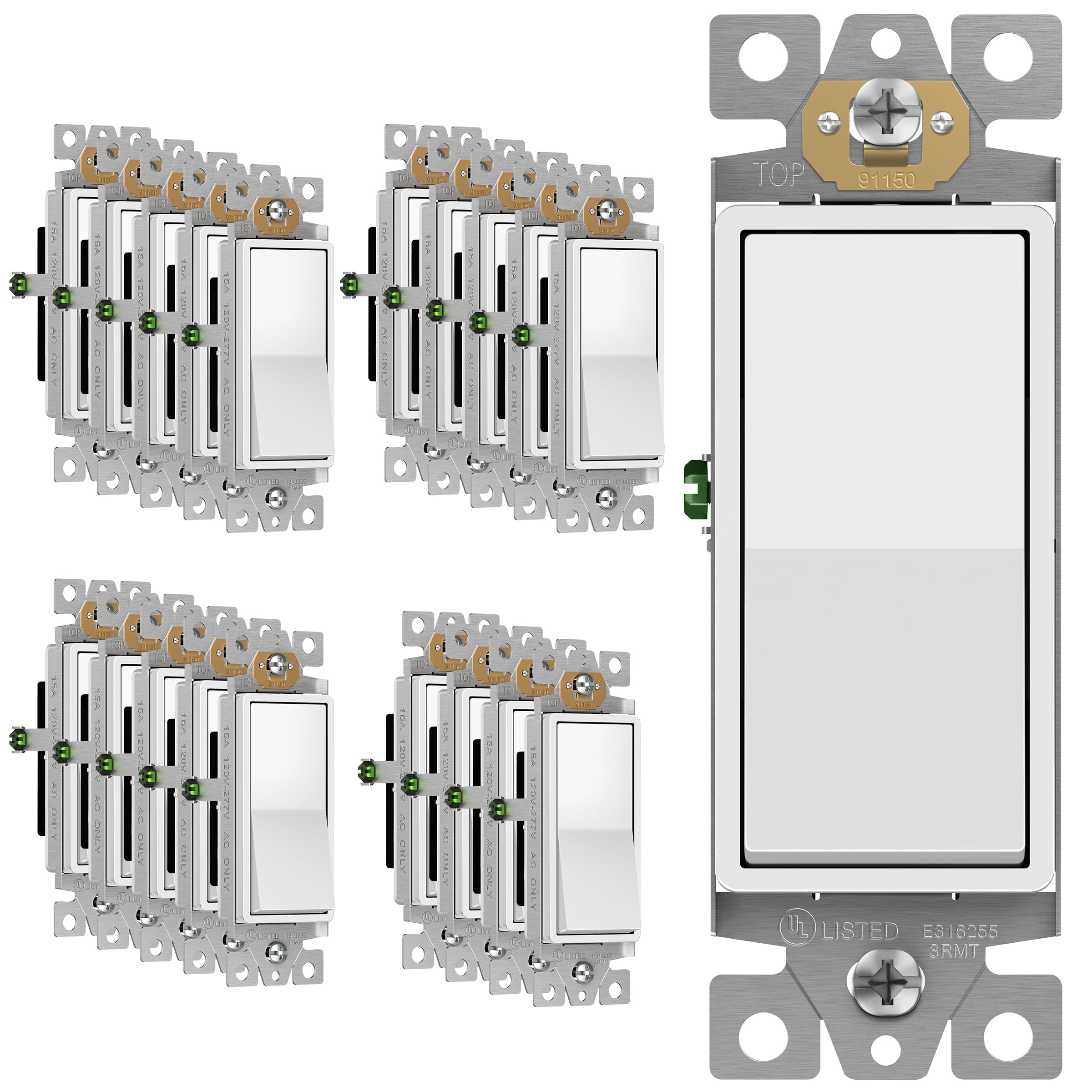 Snapklik.com : Enerlites Light Switch On/Off Paddle Wall Switch 91150-W ...