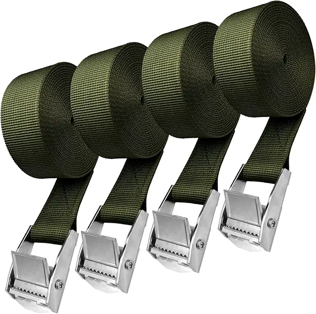 4-Piece 250kg Buckle Straps for Bikes, Motorcycles, Luggage - Green