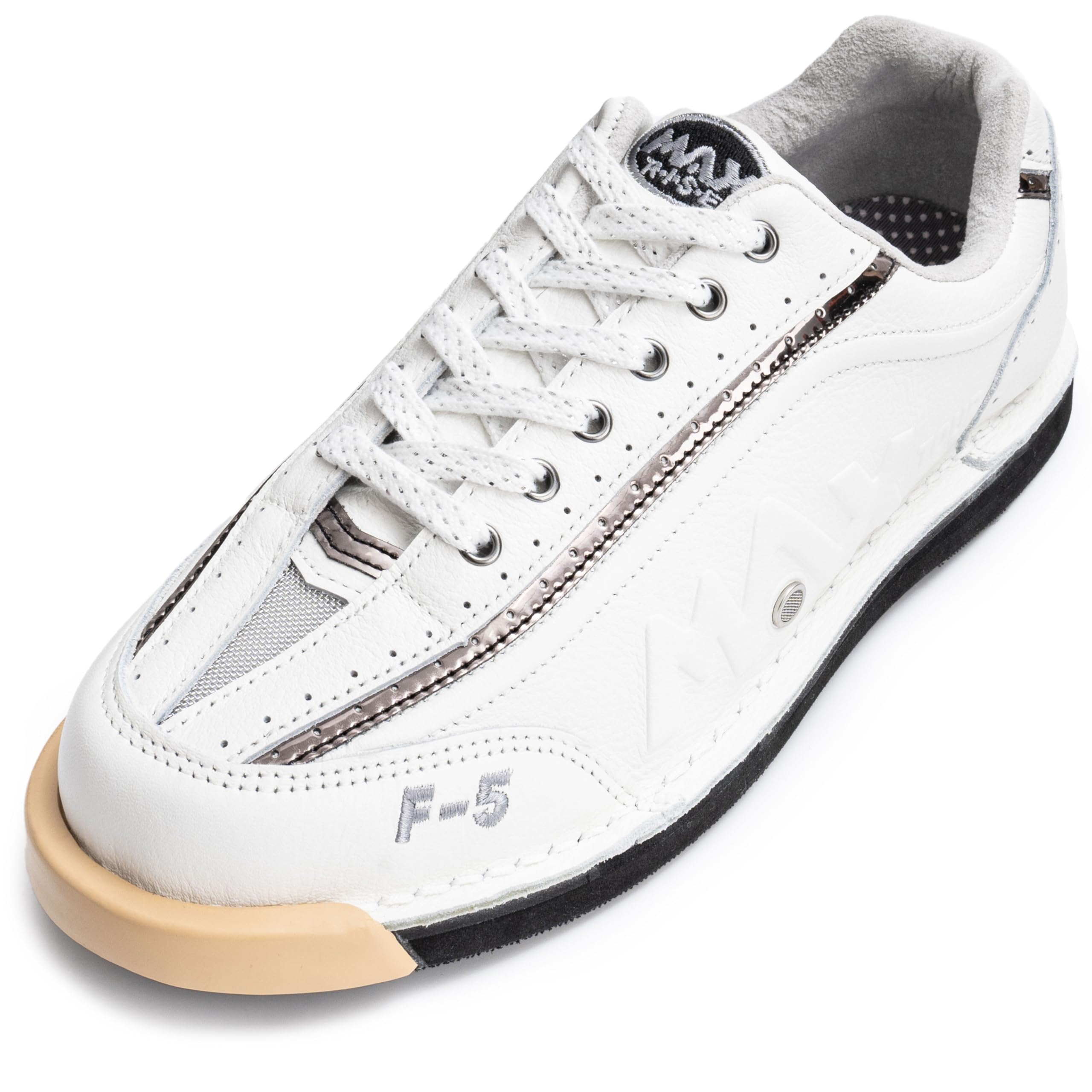 MAXWELTER F-5 Tour Bowling Shoes for Professional Bowler Interchangeable Sole White