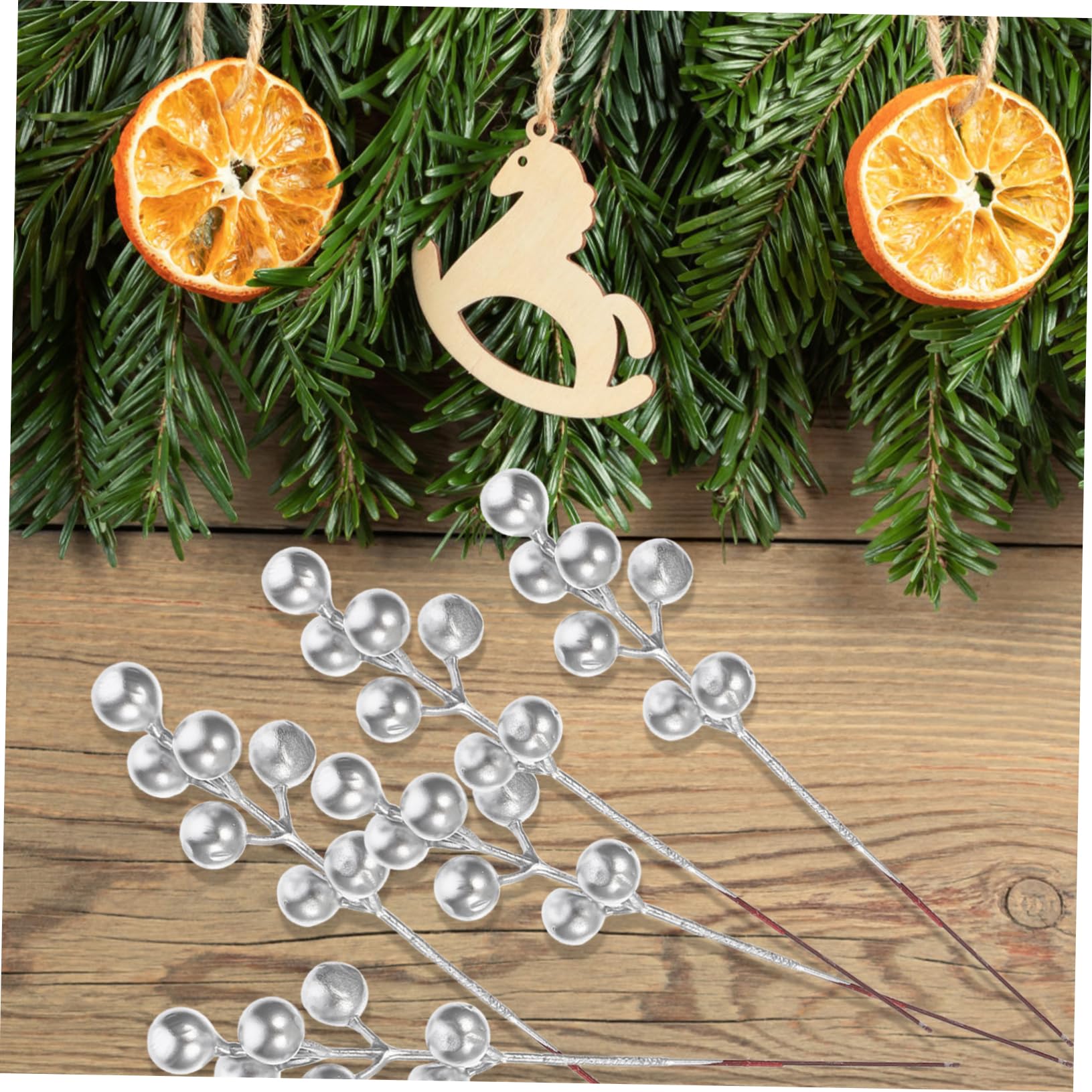 PRETYZOOM 120 Pcs Grappes De Baies Simulées Baies De Houx sur La Branche Tiges De Baies Rouges Artificielles Fruits Rouges De Noël Branches Artificielles Tige De Baies De Noël Artificielles