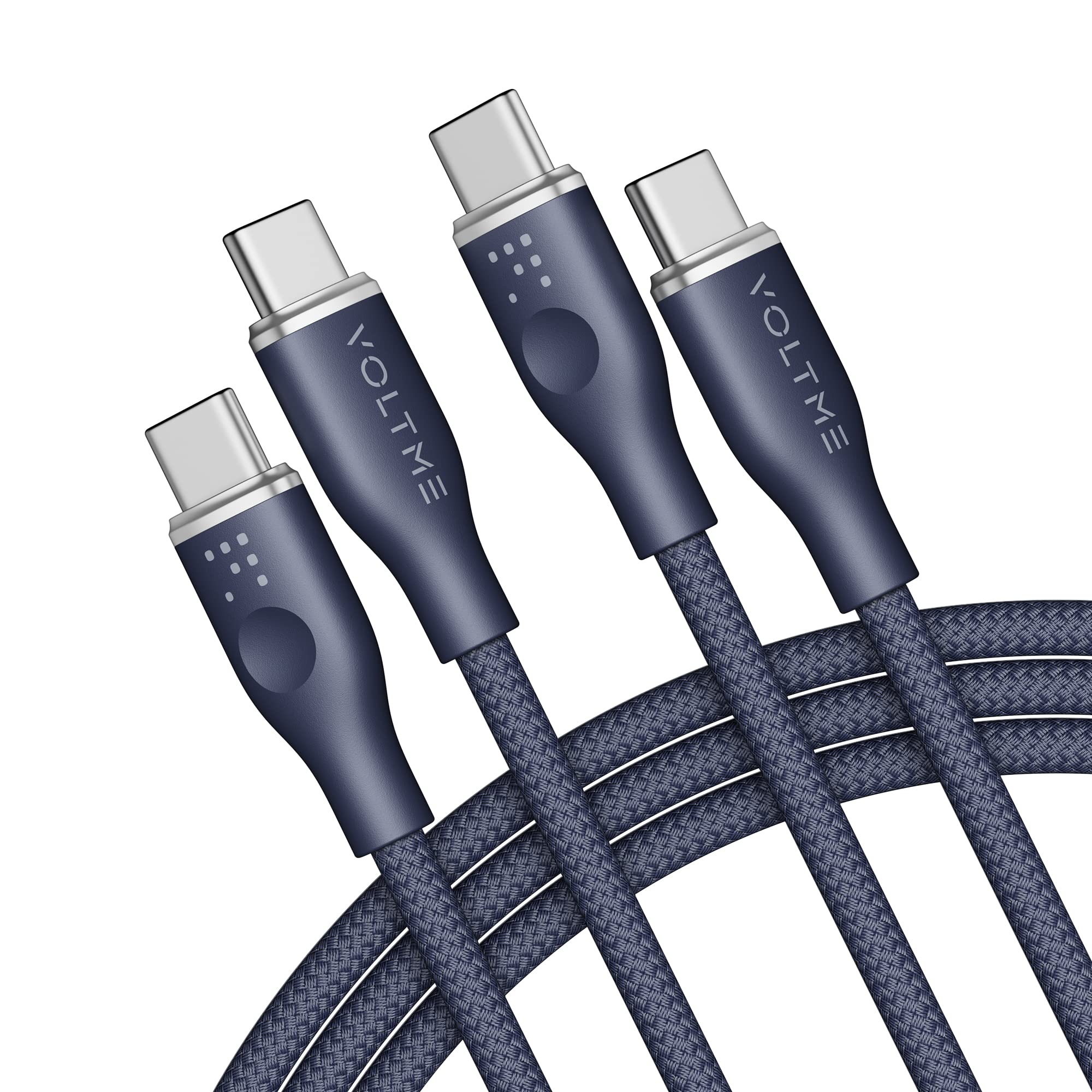 VOLTME USB C Cable (6ft 100W, 2-Pack), Premium Nylon USB C to USB C Cable 2.0, Type C Charging Cable Fast Charge for iPhone 17/16/15 Series,Galaxy S25/S24/S23,MacBook Pro 2020,and More(Blue)