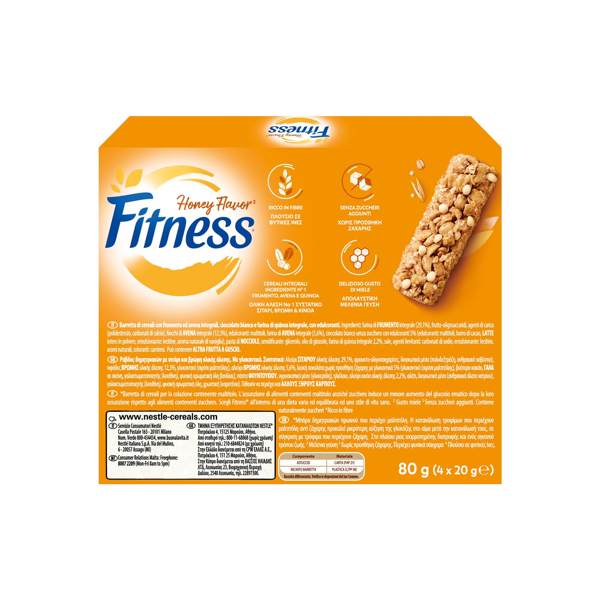 FITNESS Barritas Fibra 4x20g