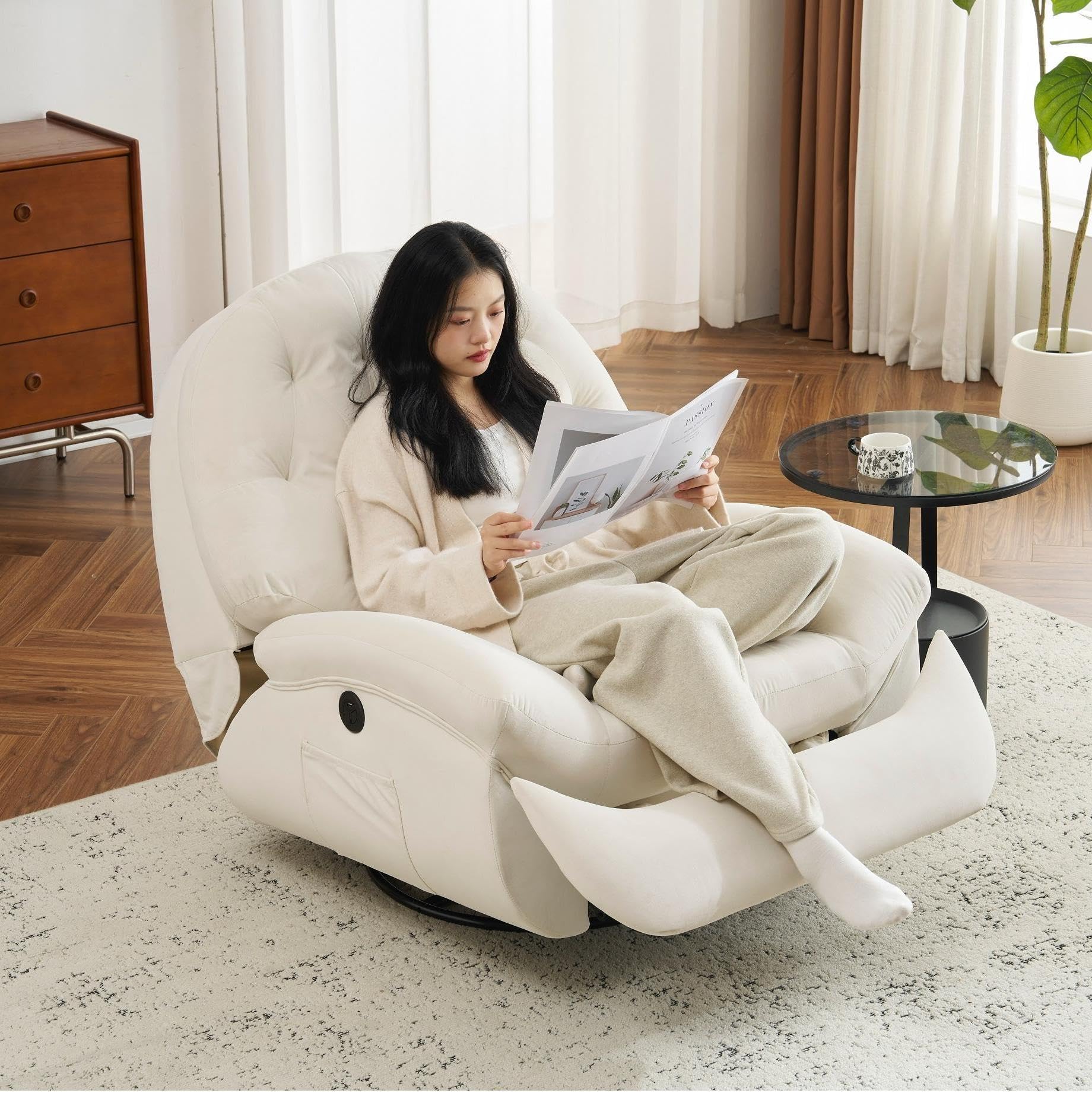 Amazon｜OSLEEP 電動リクライニングソファー 105度～165度 270度回転式