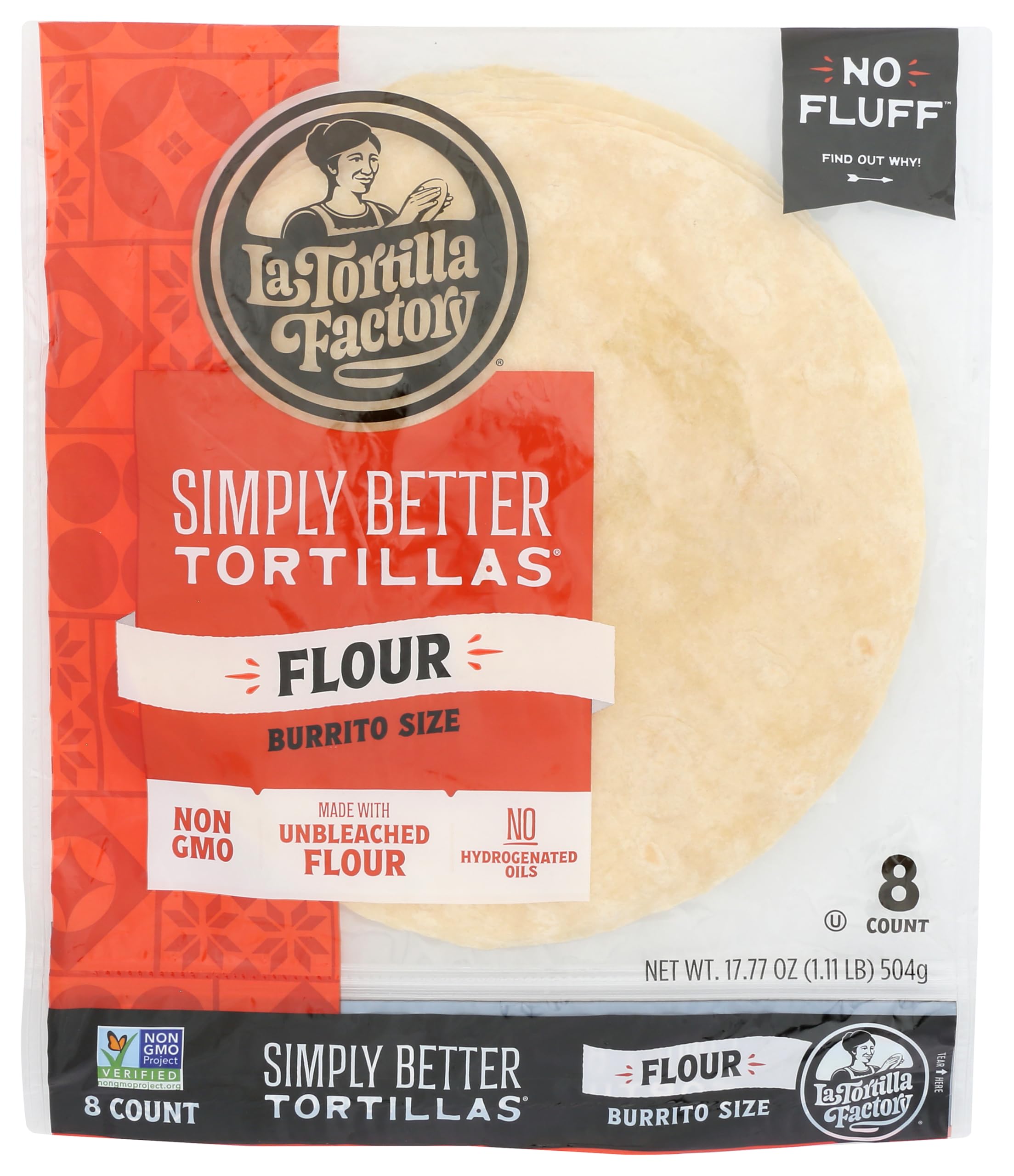 La Tortilla Factory GMO Free Flour Burrito Size Tortillas, 8 ct