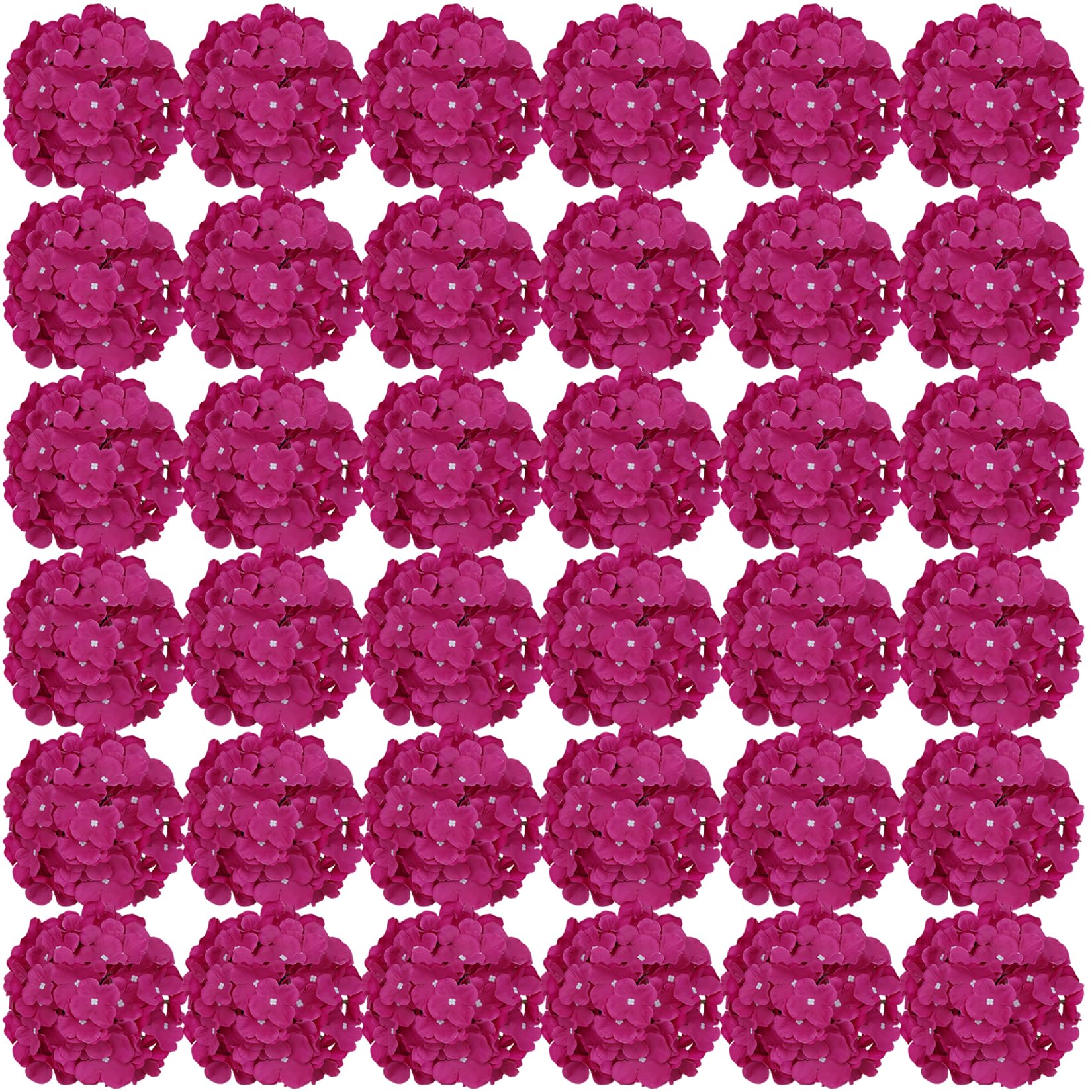 FagusHome 35 Pcs Silk Hydrangea Heads Artificial Flowers Heads with Stems Fake Hydrangea Flowers Head Diameter 7 Inches for Home Wedding Décor (Deep Rose)