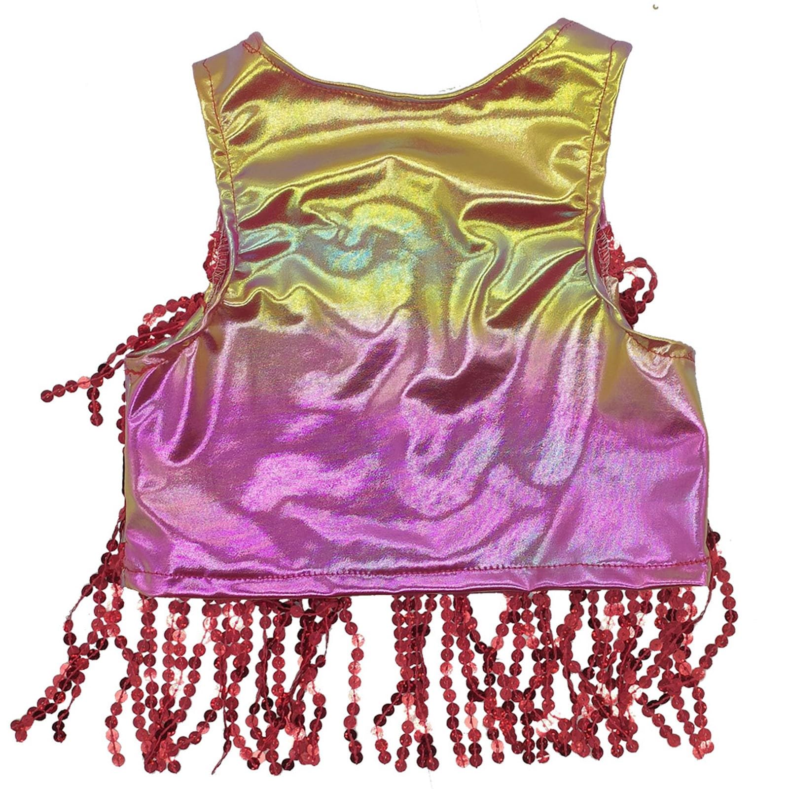 Genérico Blusa con Lentejuelas para Niñas - Chaleco con Flecos Brillantes para niñas Disfraz de actuación Ropa de Baile metálica Brillante para niños Atuendo de Fiesta