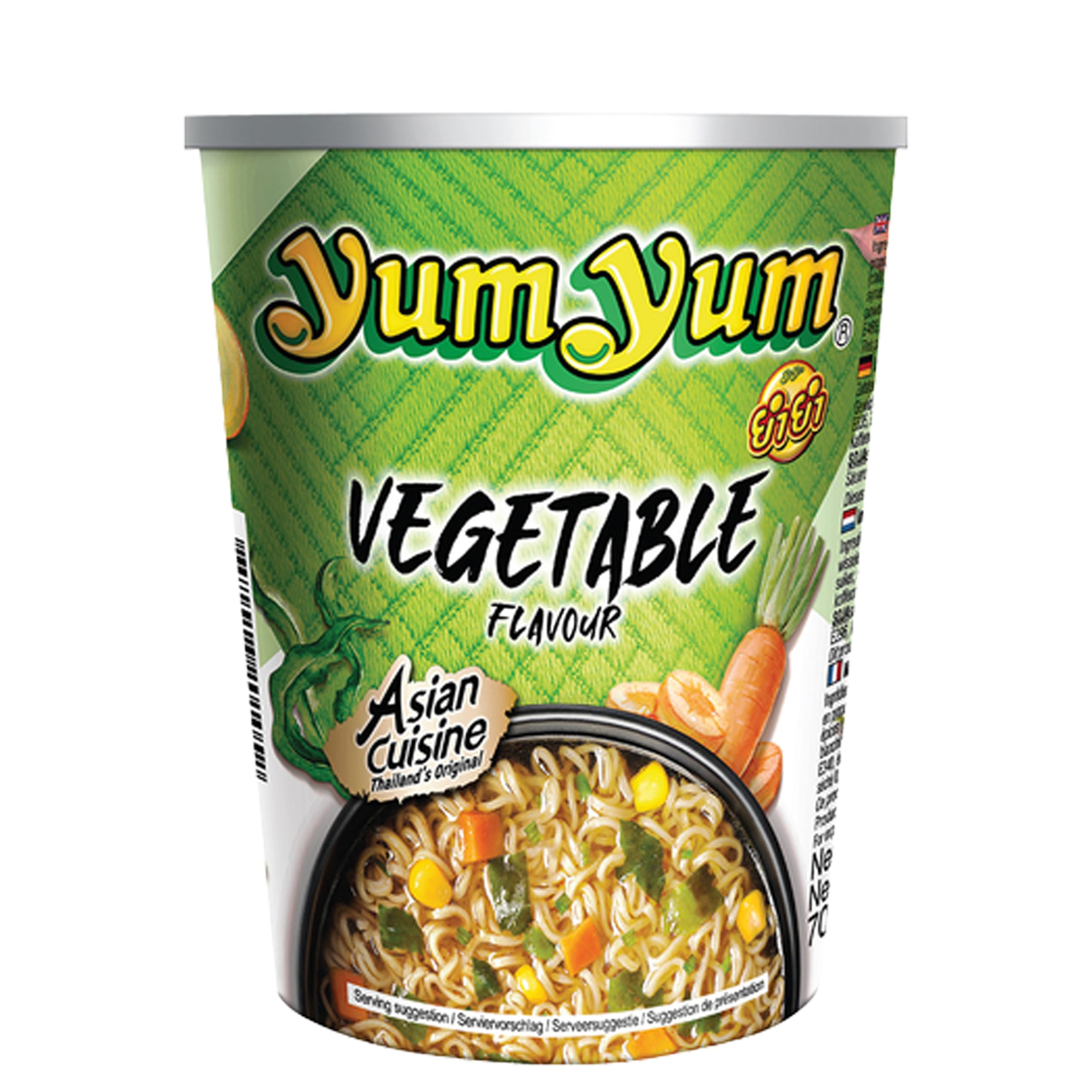 YumYum Vegetable Flavour Cup 12x 70g Asiatische Instant Nudeln im Becher | Asiatische Nudeln, 12er Pack, Becher-Format, Instant-Zubereitung