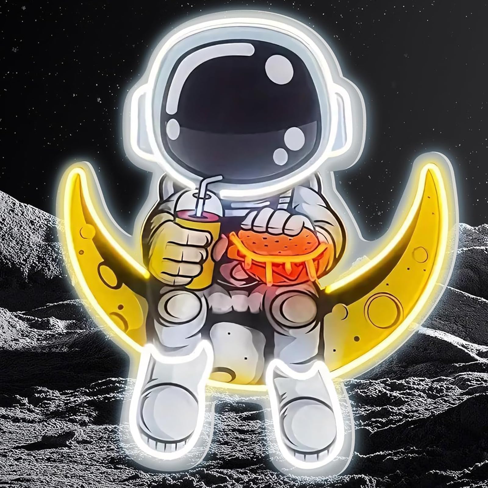 Astronaut Neon Zeichen Raummann UV gedrucktes LED Licht Zeichen für Schlafzimmer Raum Thema Klassenzimmer Pizza Shop Snack Bar Cafe Shop Wand Decor USB Dimmer