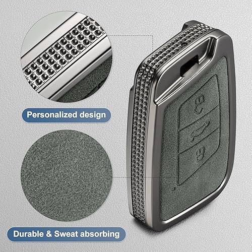 Miniatura 4 de YO&YOYE Compatible con funda para llavero VW Volkswagen con llavero protector de llave de cuero