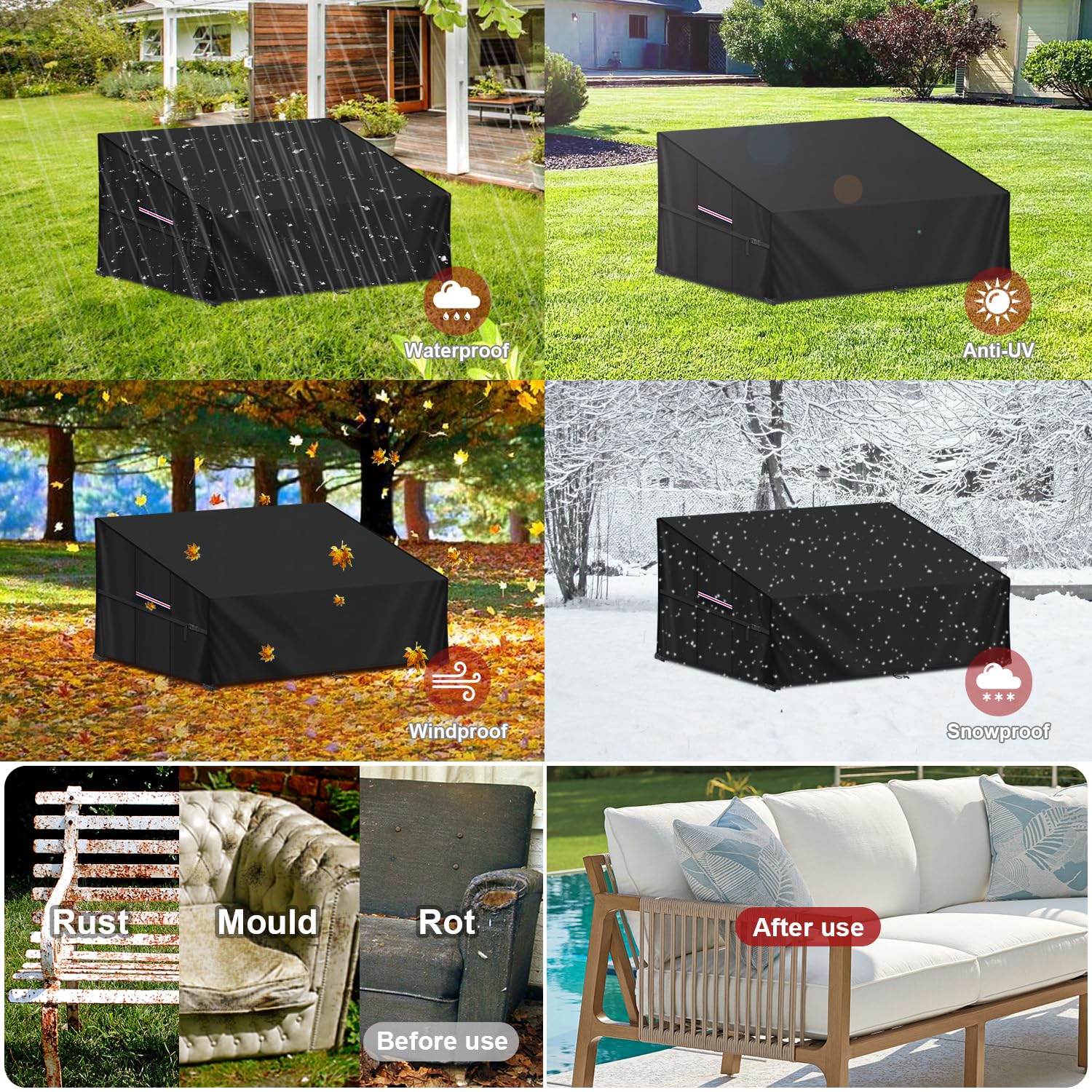 LAMUNI Housse Canapé Palette Imperméable 138x99x80/40cm