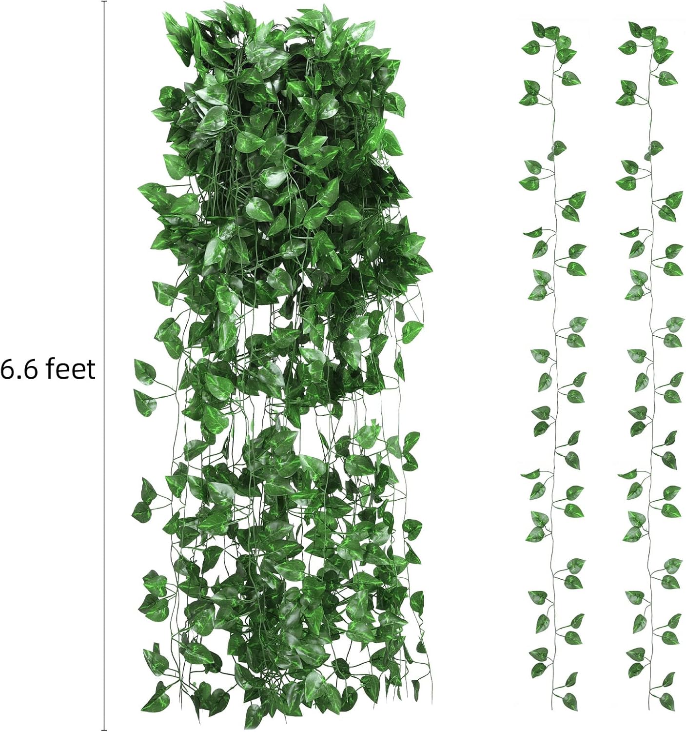 Tbestmax 473 Feet 72 Pack Artificial Ivy Leaf Plants, Green Vine Leaves, Greenery Hanging Garland, Fake Foliage Flowers for Home Kitchen Garden Office Wedding Wall Decor