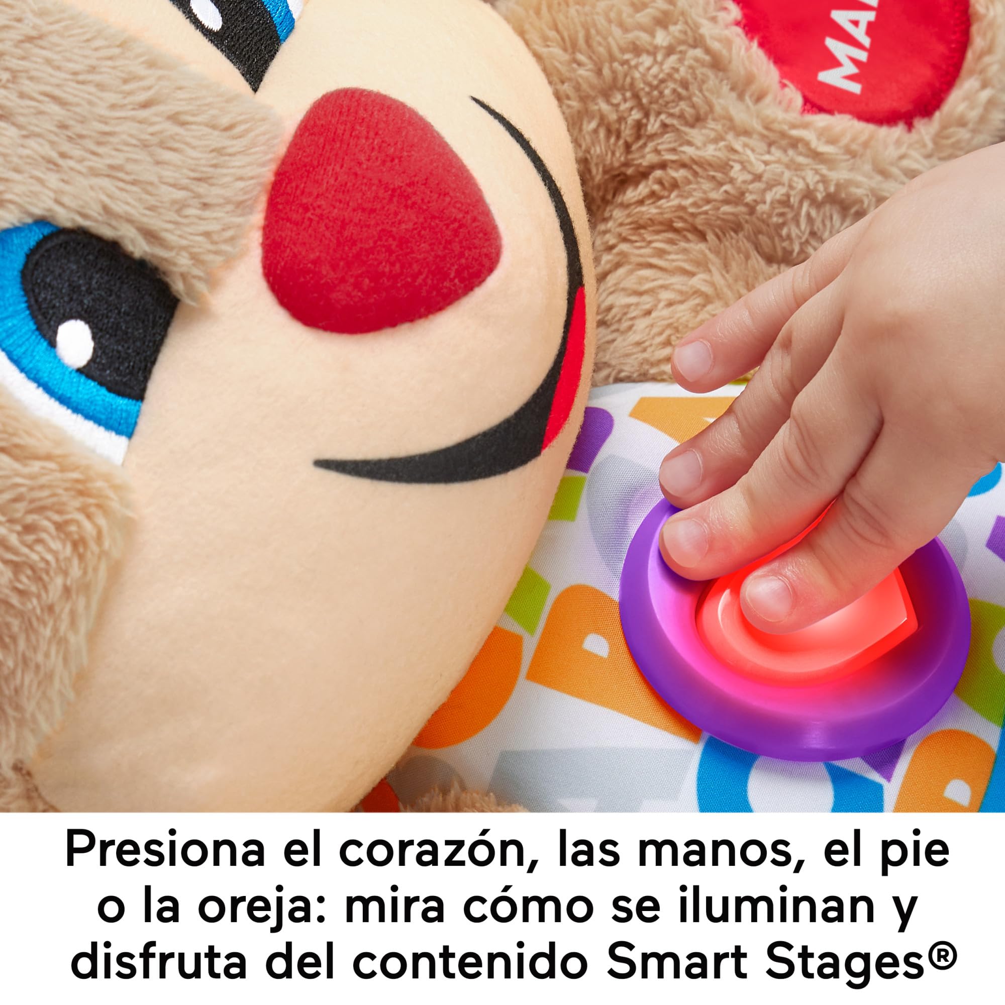 Fisher-Price Ríe y Aprende Perrito Primeros Descubrimientos, Peluche Interactivo con Luces y Sonidos, Juguete bebé +6 Meses, versión español (FPM53)