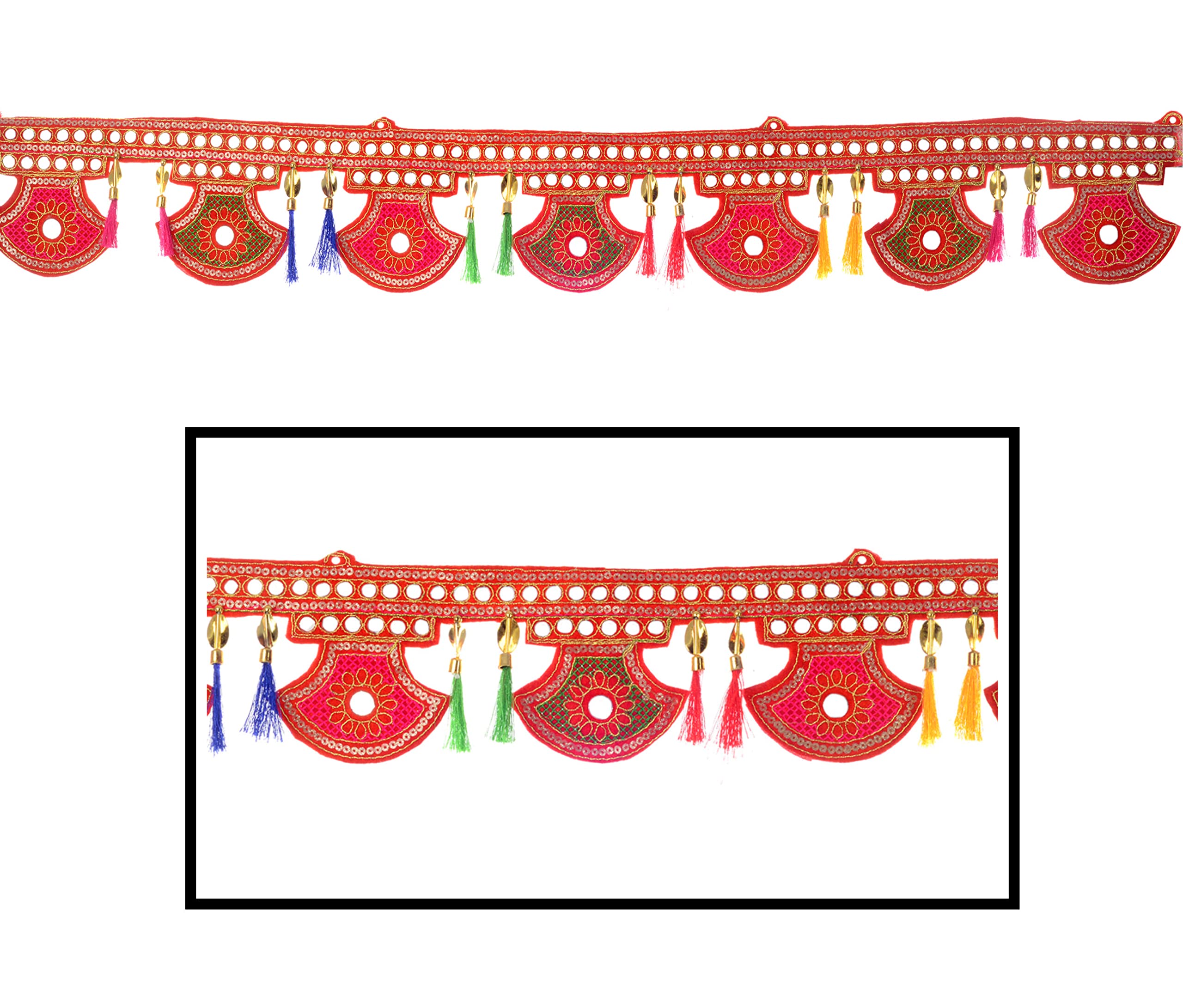 Amba Handicraft Toran/Door Hanging Toran/Window Valance/Dream Catcher/Home Décor Interior/Pooja bandanwaar/Diwali Gift/Indian Handicraft/Toran for Door Indian/Diwali Toran TN365