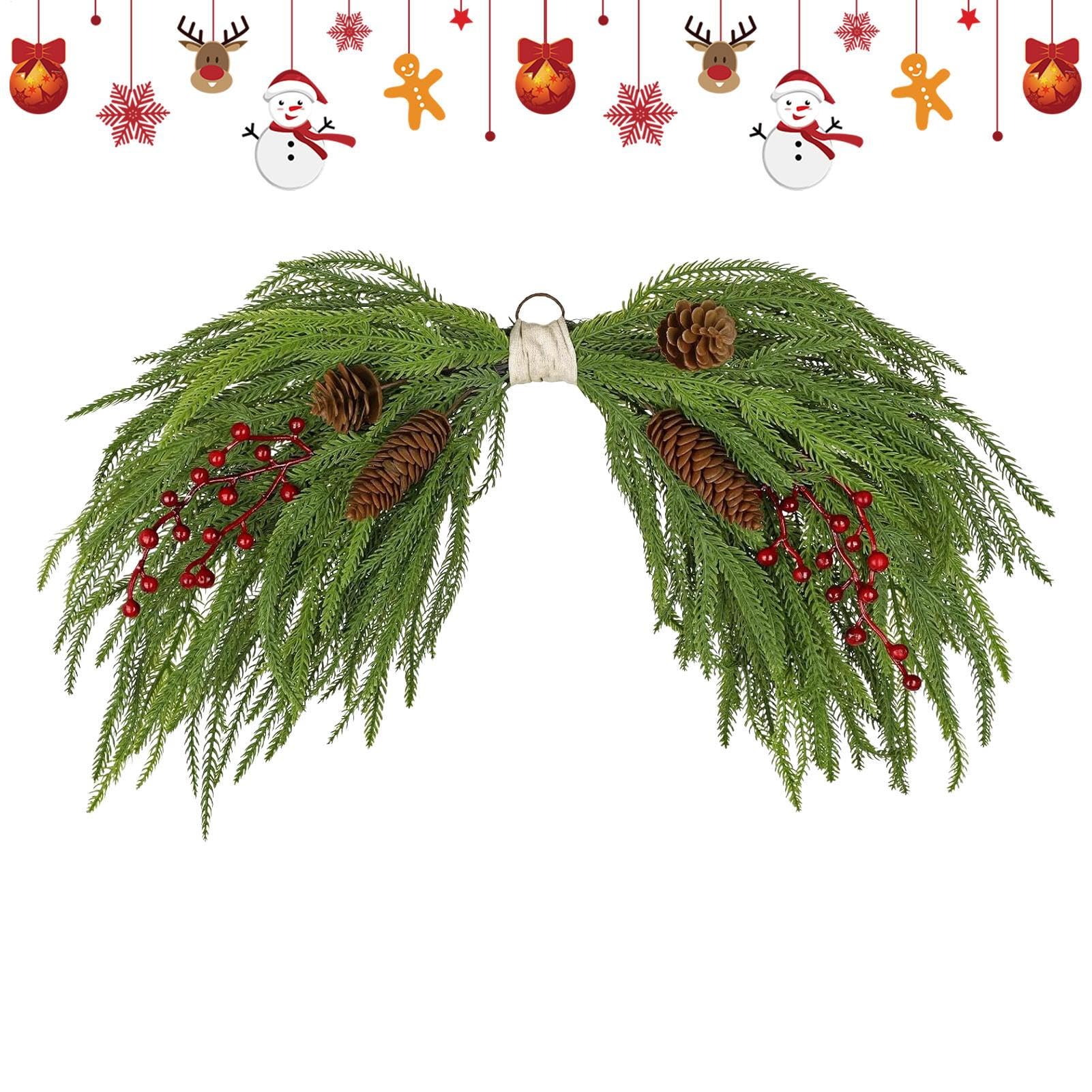 Couronne de Noël pour fenêtre et cheminée artificielle décorative 60 cm