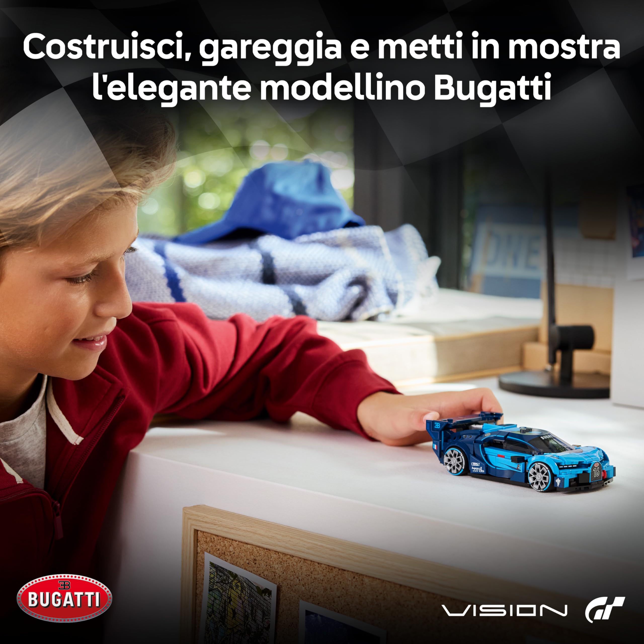 LEGO Speed Champions Super Auto Sportiva Bugatti Vision GT - Modello di Macchina Giocattolo con Minifigure da Collezione - Idea Regalo per Bambini da 9 Anni in su Fan degli Sport Motoristici - 77253