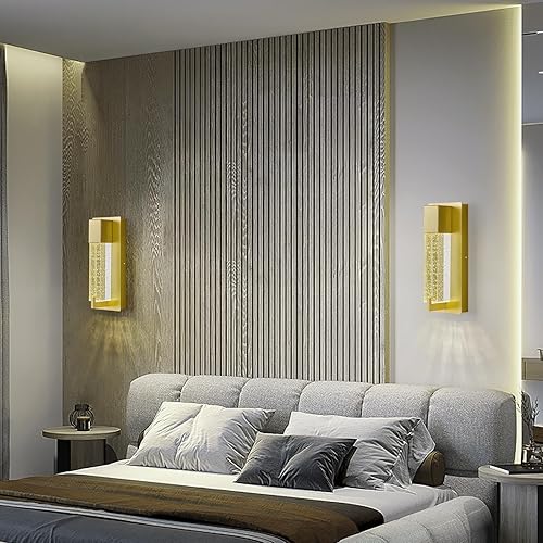 Miniatura 3 de Modernos apliques de pared de cristal LED, lámparas de pared dorados elegantes para sala de estar, dormitorio, baño, pasillo, puerta, escalera,