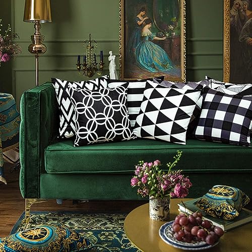 Miniatura 7 de BEDSUM Funda de almohada de microfibra, suave, decorativa, geométrica, abstracta, triangular, funda de cojín cuadrada para sofá, dormitorio, 18 x 18