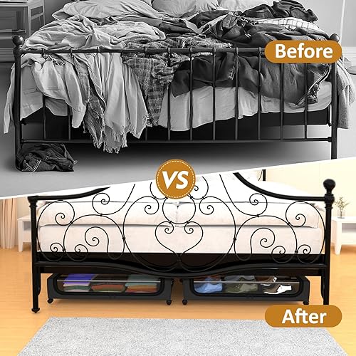 Miniatura 7 de Contenedores de almacenamiento debajo de la cama con ruedas, almacenamiento de zapatos debajo de la cama, organización de almacenamiento plegable