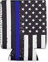 Vista 2 de Great 1 Productos Thin Blue Line Fundas plegables para latas de cerveza y botellas de cerveza - Paquete de 2 - Tamaño estándar de 12 oz - Neopreno