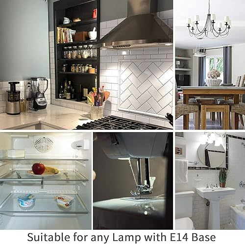 Miniatura 13 de Bombilla LED E14 turca marroquí lámpara base europea, campana extractora, bombillas de campana extractora AC110V-130V para nevera, campana Blanco