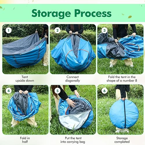 Miniatura 7 de Woanger Paquete de 6 tiendas de campaña a granel para 2 a 3 personas para personas sin hogar, tienda de campaña ligera al aire libre con mosca de