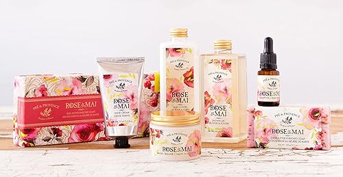 Miniatura 6 de Set de jabones para regalar Pre de Provence enriquecidos con manteca de karité, incluye 3 jabones en forma de rosa de 3.5 oz, Rose de Mai, (Hand