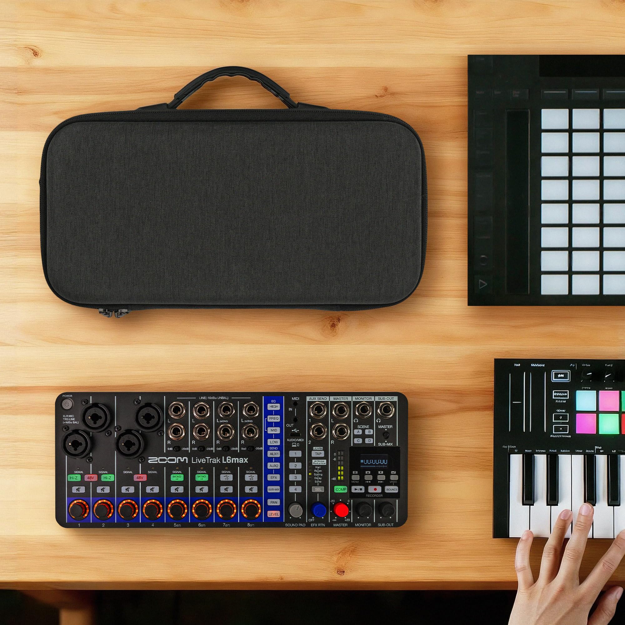 GEEKRIA Custodia rigida da viaggio compatibile con Zoom LiveTrak L6max / L6max mixer digitale, borsa per il trasporto (grigio scuro)