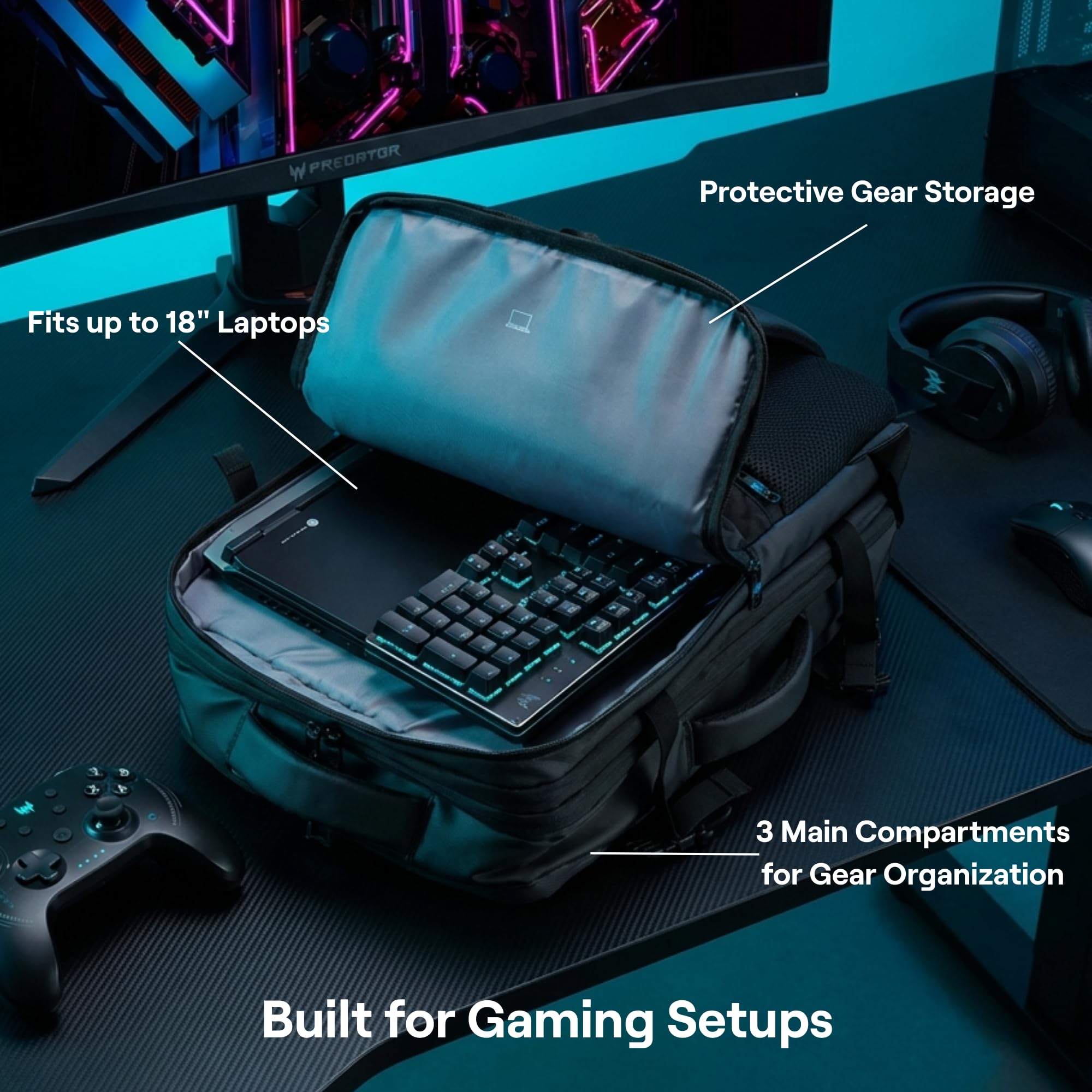 Amazon.com: Acer Predator Robust Gaming Laptop Backpack Fits 18in