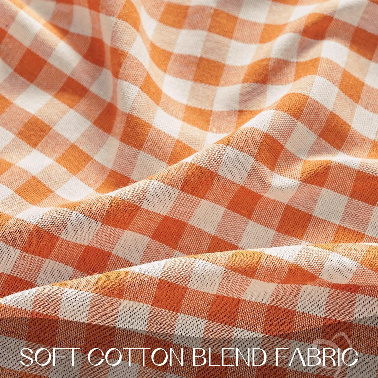 Orange Gingham Tablecloth - Ruffled Rectangle -5