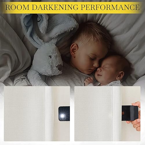 Miniatura 4 de NICETOWN 2 Panles 50 x 102 inches Long Linen Blackout Window Curtains with 2 Panles 52 x 24 inches Length Grommet Linen Blackout Valances for