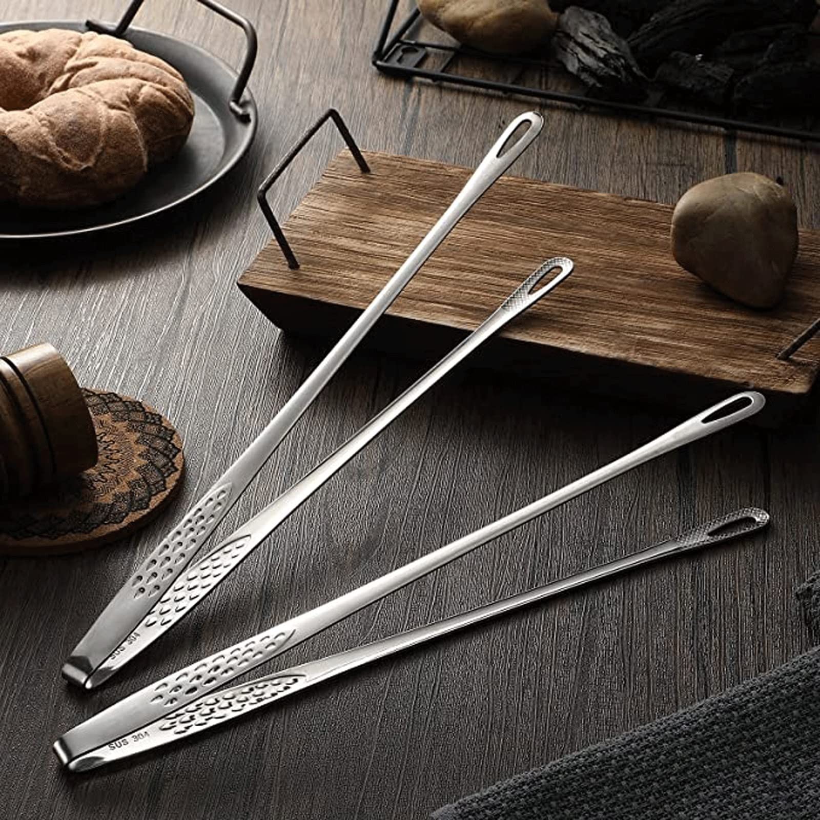 Pinzas para bolsas de barbacoa, pinzas de acero inoxidable para alimentos, pinzas para bistec, accesorios de cocina, pinzas para alimentos, utensilios de cocina, pinzas para utensilios de cocina