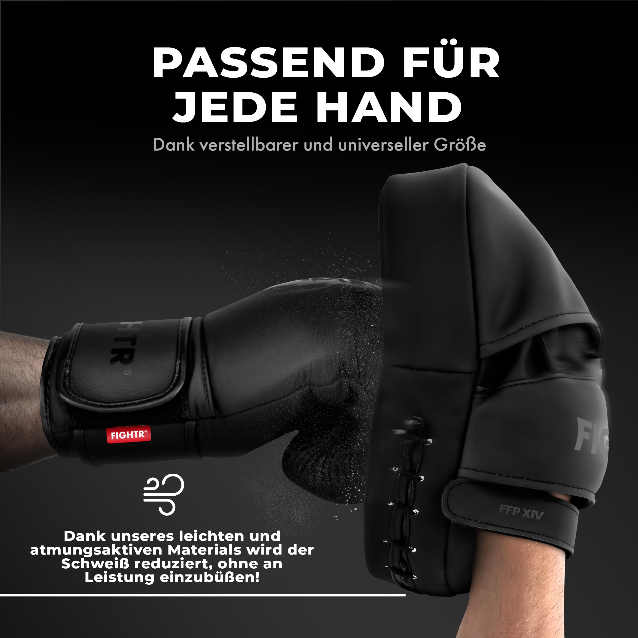 FIGHTR® Premium Handpratzen - Ideale Polsterung & Stabilität | Boxhandschuhe für Kampfsportarten inkl. Tragetasche | Focus Pads für Boxen, MMA, Muay Thai, etc.