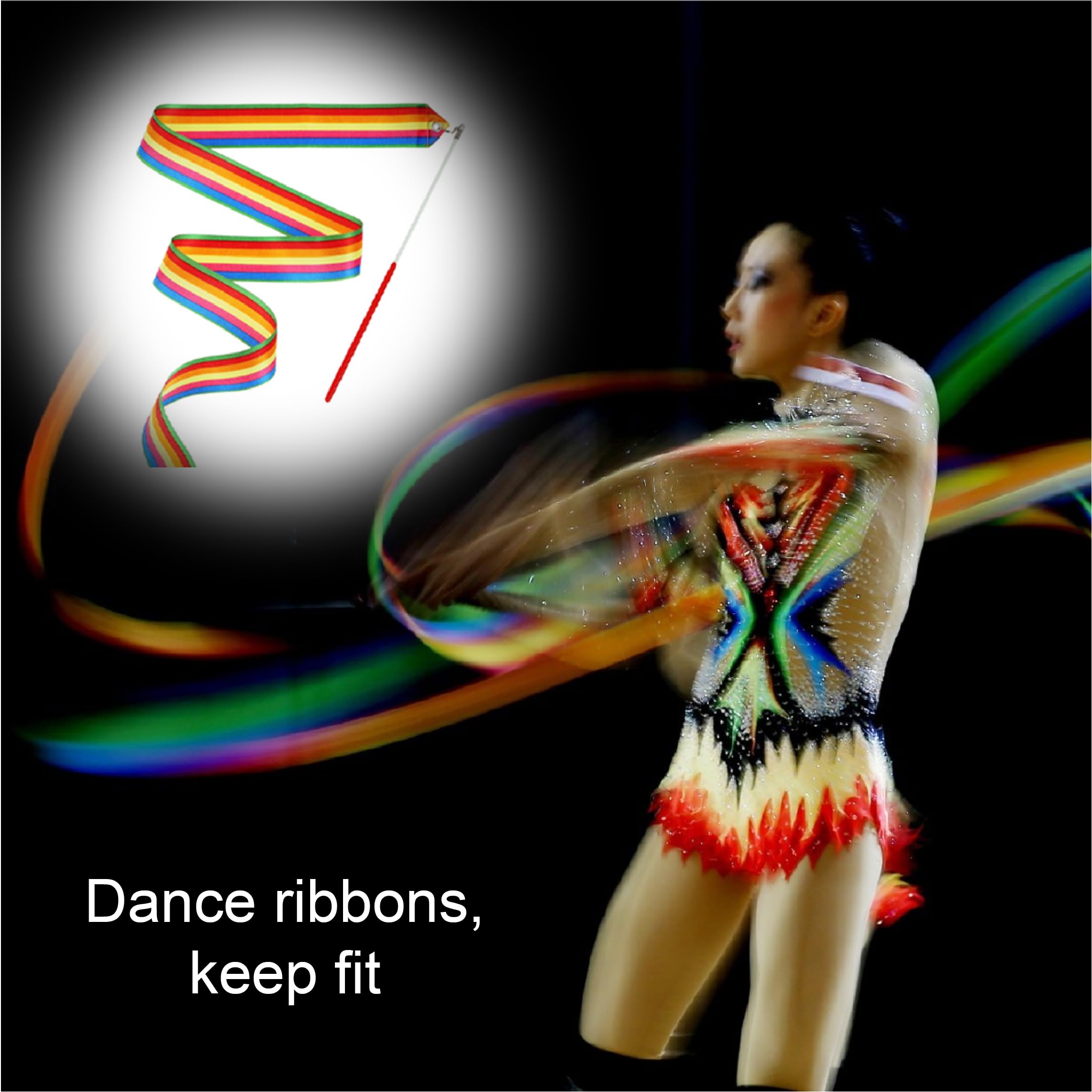 4 Bastoni Con Nastro Arcobaleno Per Danza - Giocoleria E Giochi Per Bambini