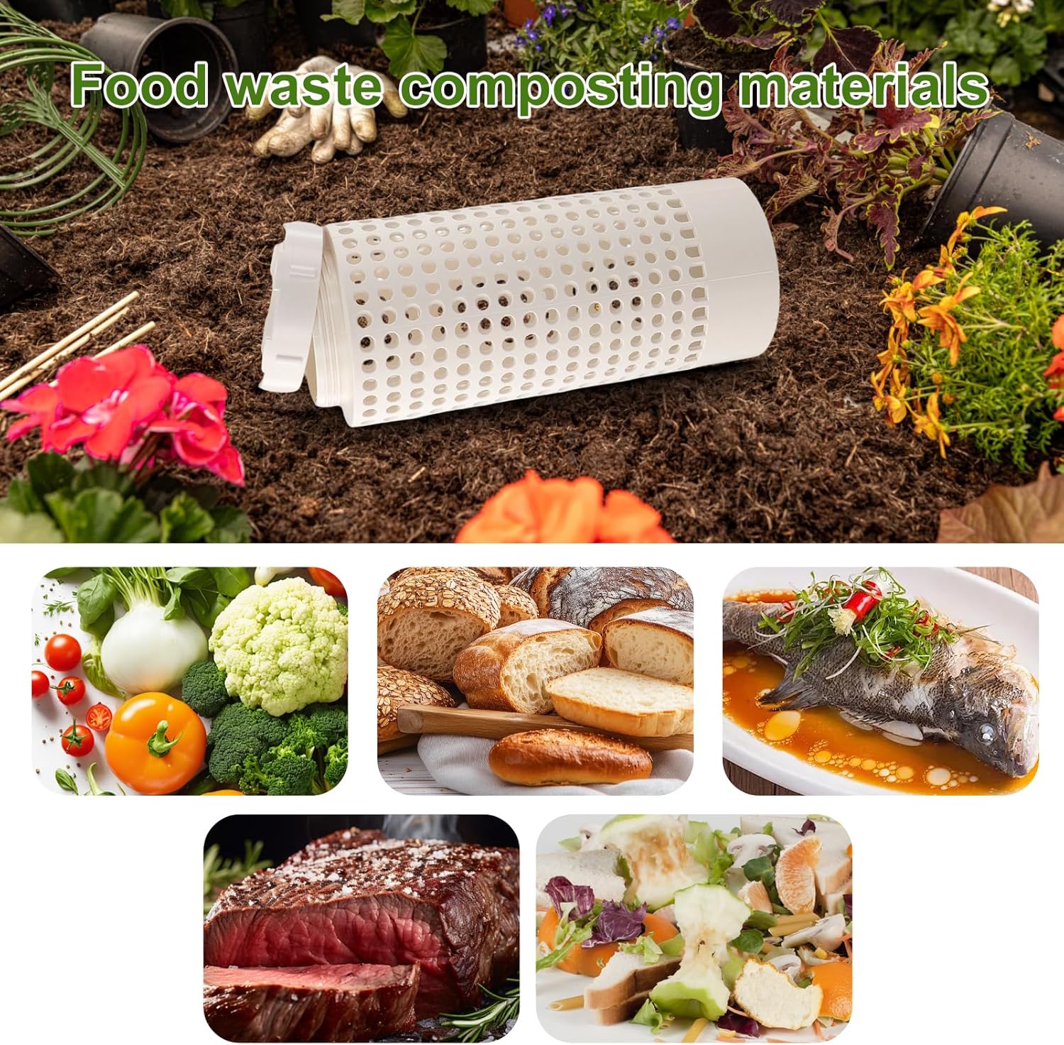 Inground Farm Composter, Outdoor In-Ground Compost Bin for Raised Garden Beds and Yards, Organic Waste Decomposer 2 Gallons, 4.3"x4.3"x11", Composter Tumbler Outdoor