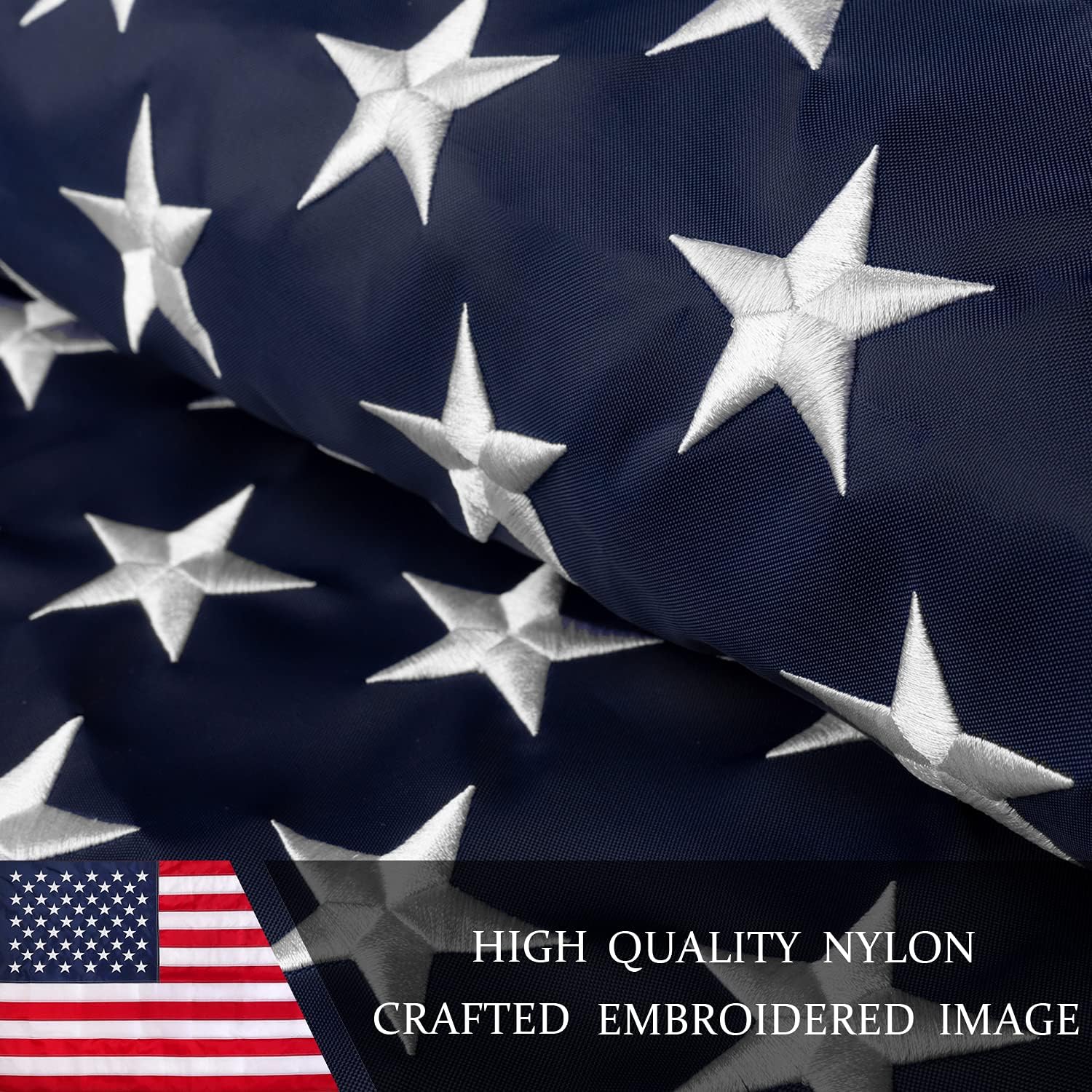 This American with Flag Pole for Outside House Flag Pole Kit, 6 FT Black Tangle Free Metal Flag Poles, 3x5 Embroidered US Flag, Holder Bracket, Strong Stainless Steel for Outside Porch, Tree, Boat