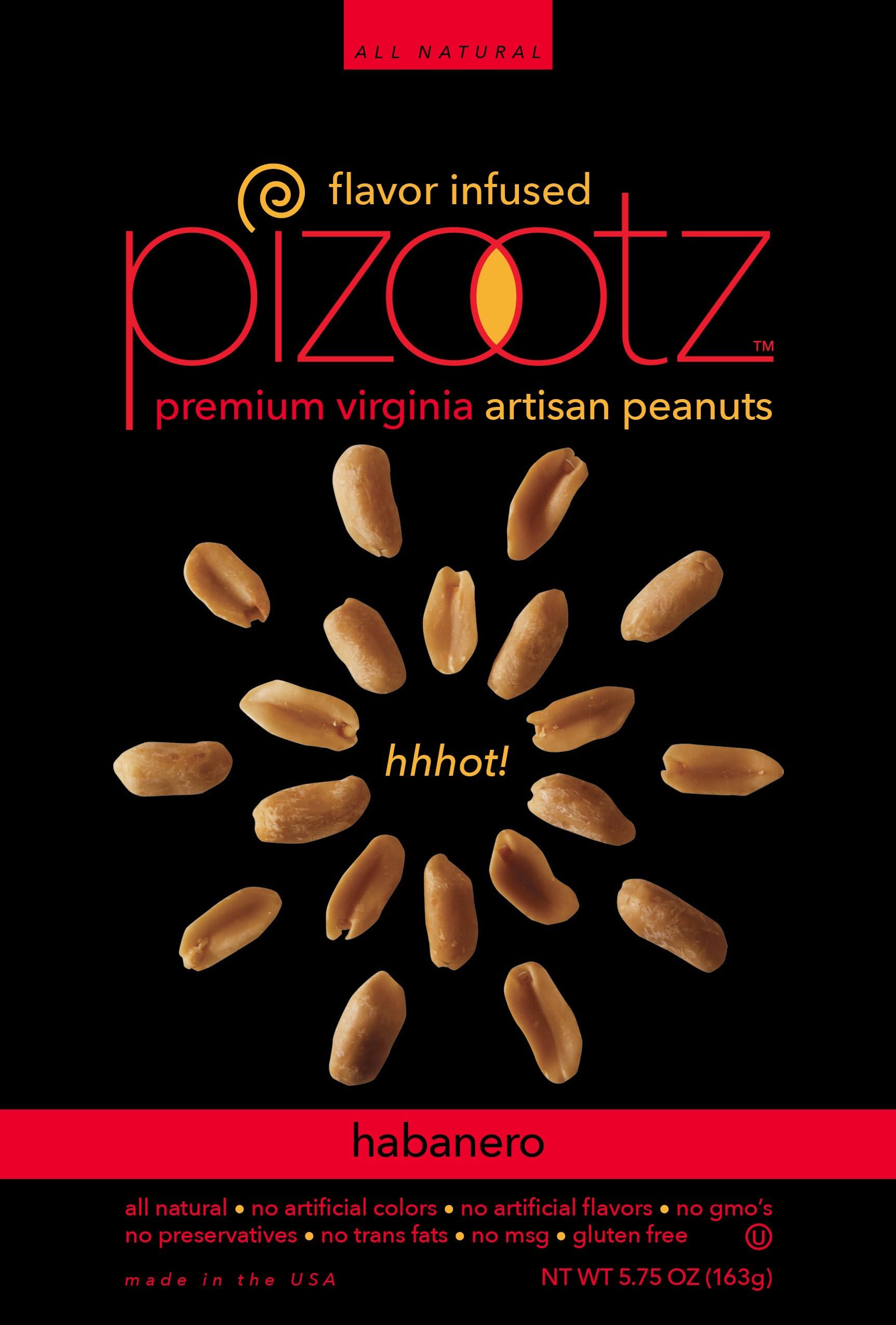 PIZOOTZ Habanero Flavor Infused Peanuts, Premium Virginia Gourmet, 5.75 Ounce