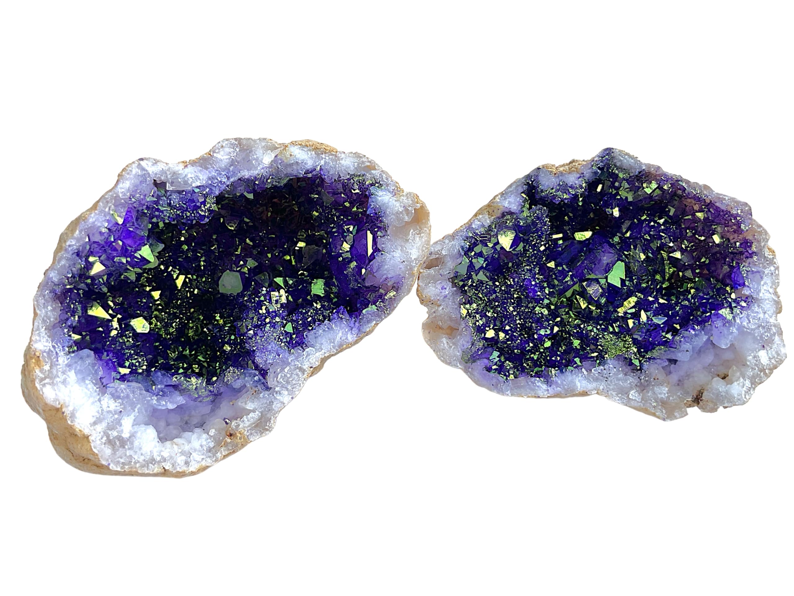 Geodenpaare gefärbt 6-7 cm I 7 verschiedene Farben I bereits geknackt I Glücksgeoden I Überraschungsgeoden (Titanium violett)